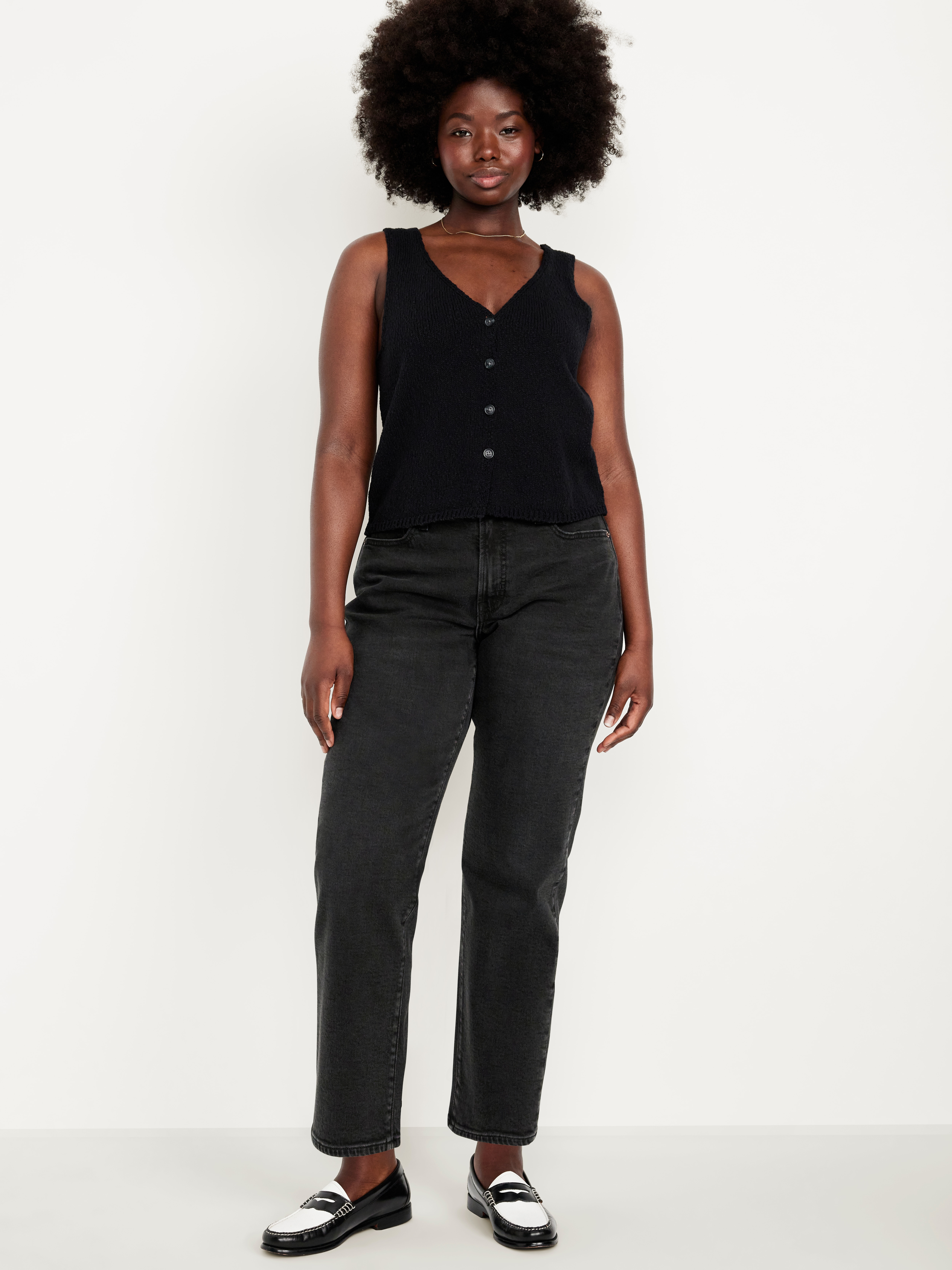 Curvy High-Waisted OG Loose Jeans - Black Wash - 4