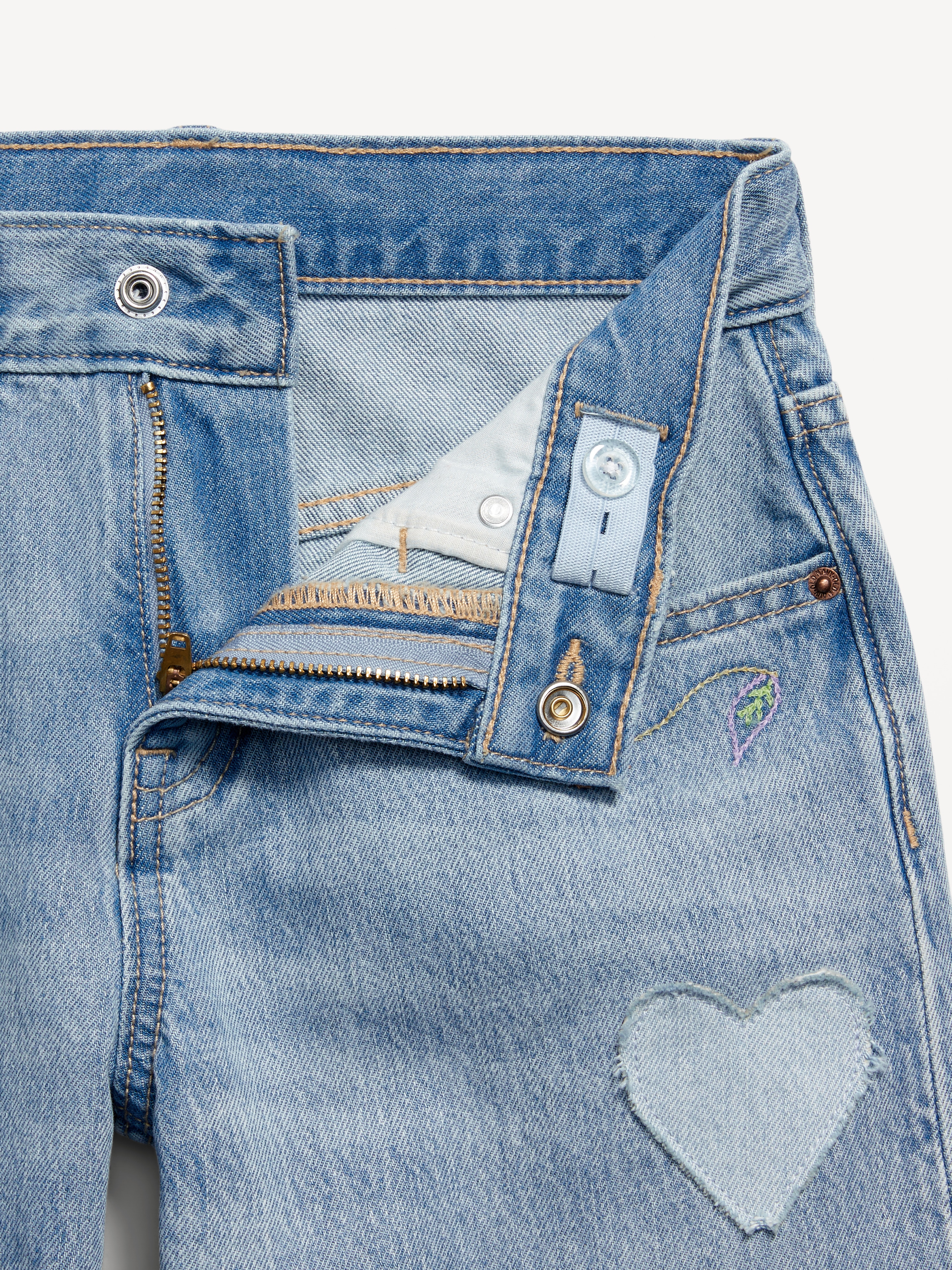Super Baggy Wide-Leg Embroidered Jeans for Girls - Light Wash - 5