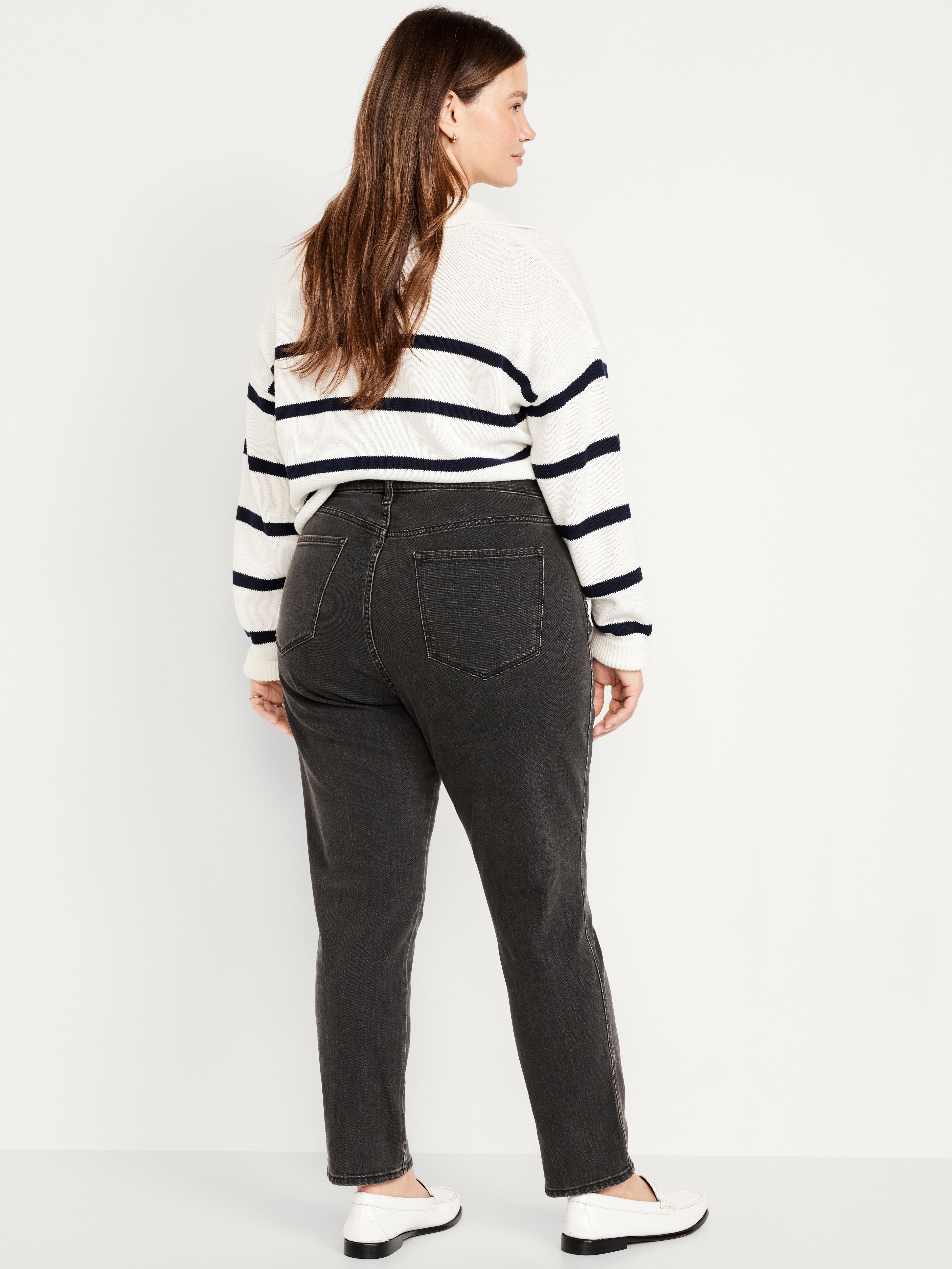 Curvy High-Waisted Vintage Slim Jeans - Faded Black Wash - 7