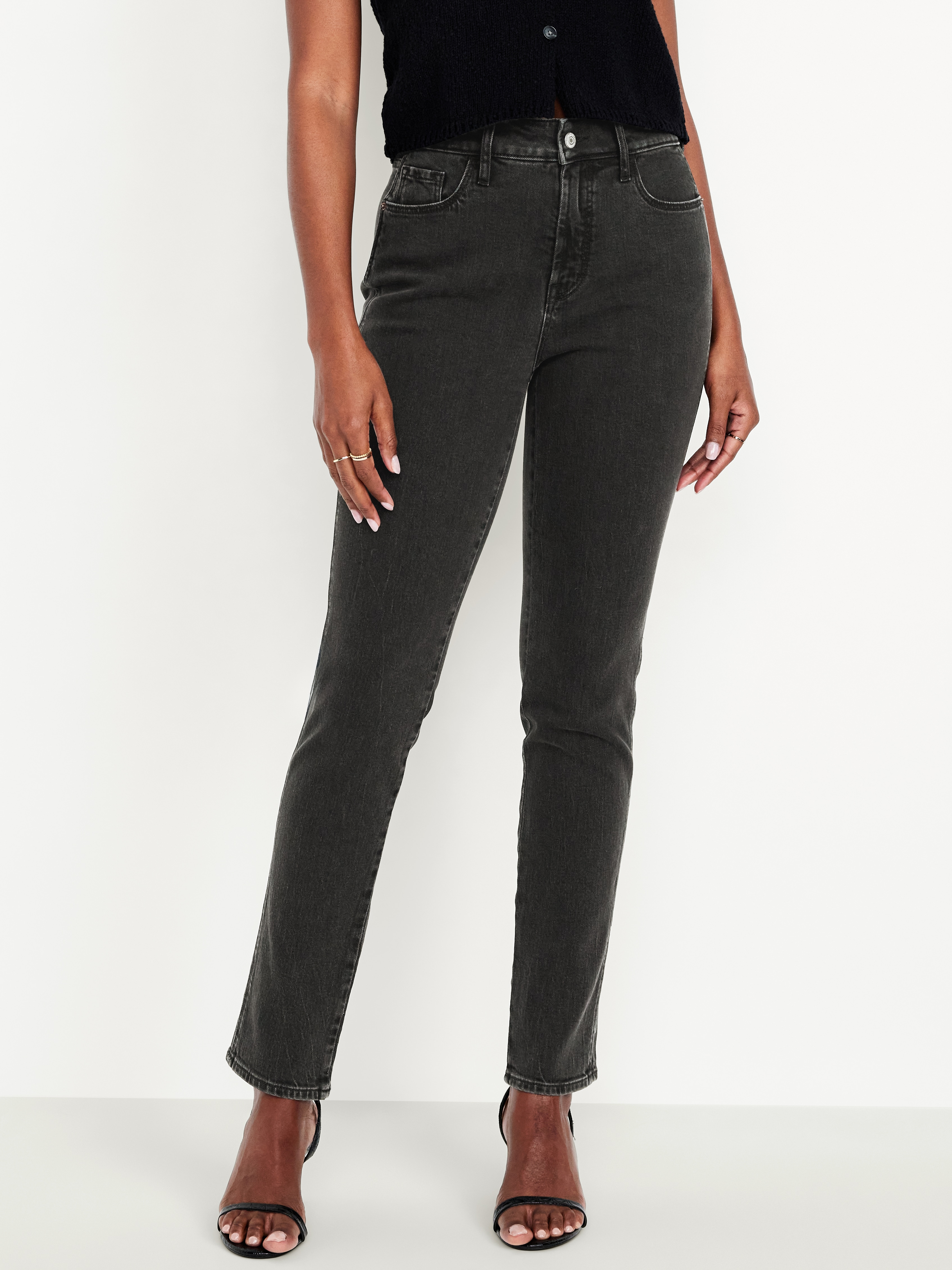 Curvy High-Waisted Vintage Slim Jeans - Faded Black Wash - 2