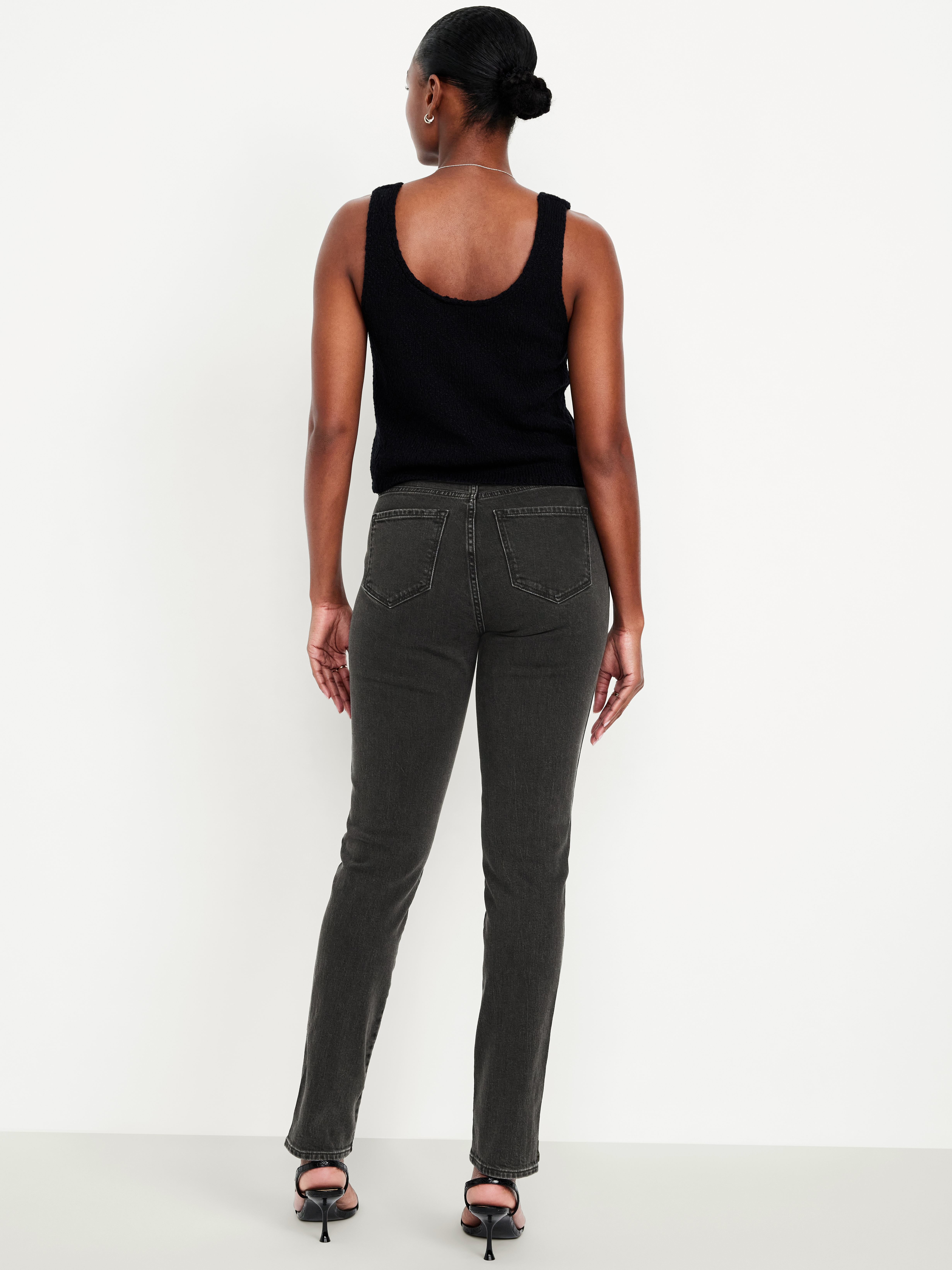 Curvy High-Waisted Vintage Slim Jeans - Faded Black Wash - 3