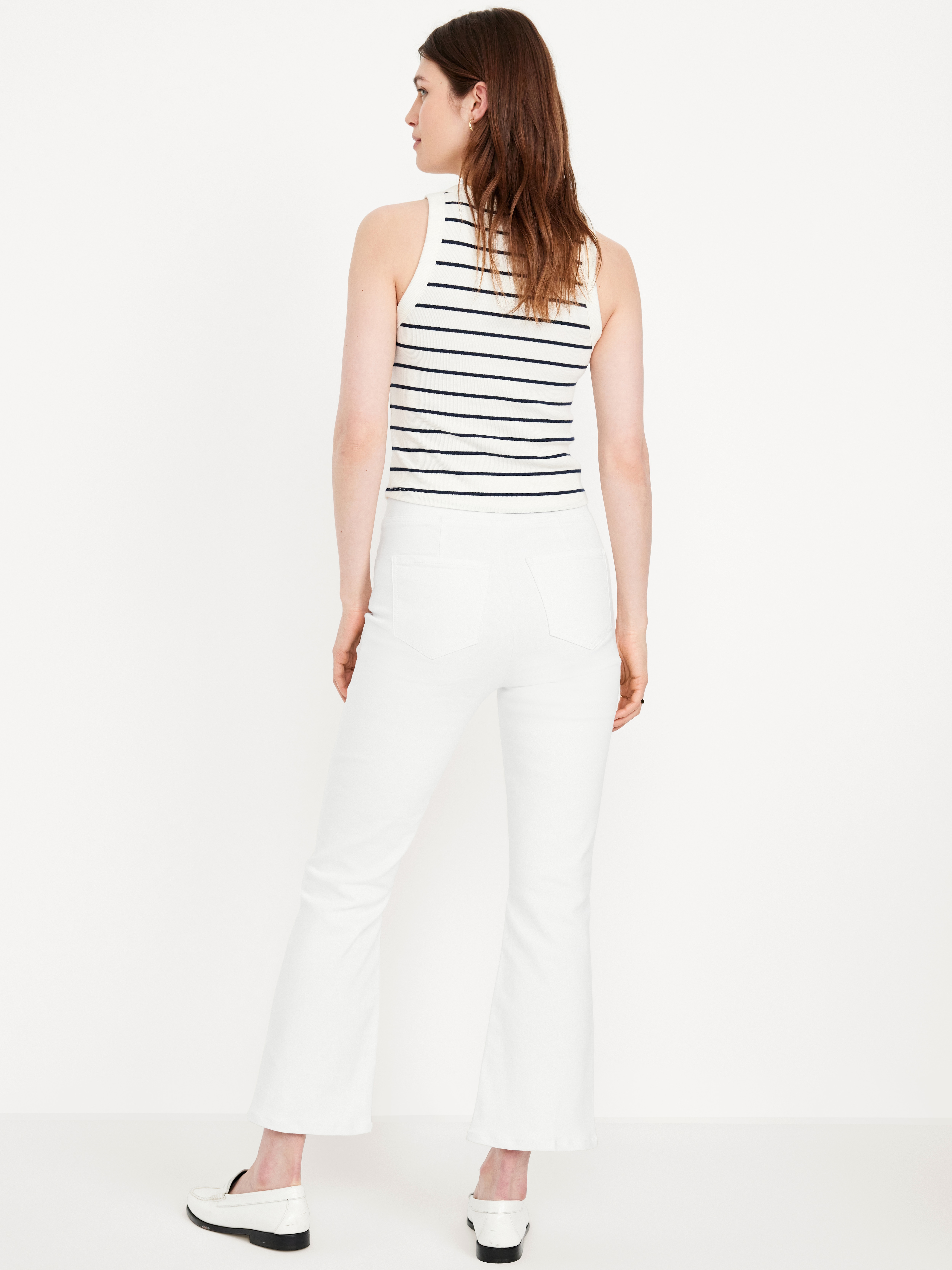 High-Waisted Weekender Pull-On Crop Flare Jeans - White Wash - 3