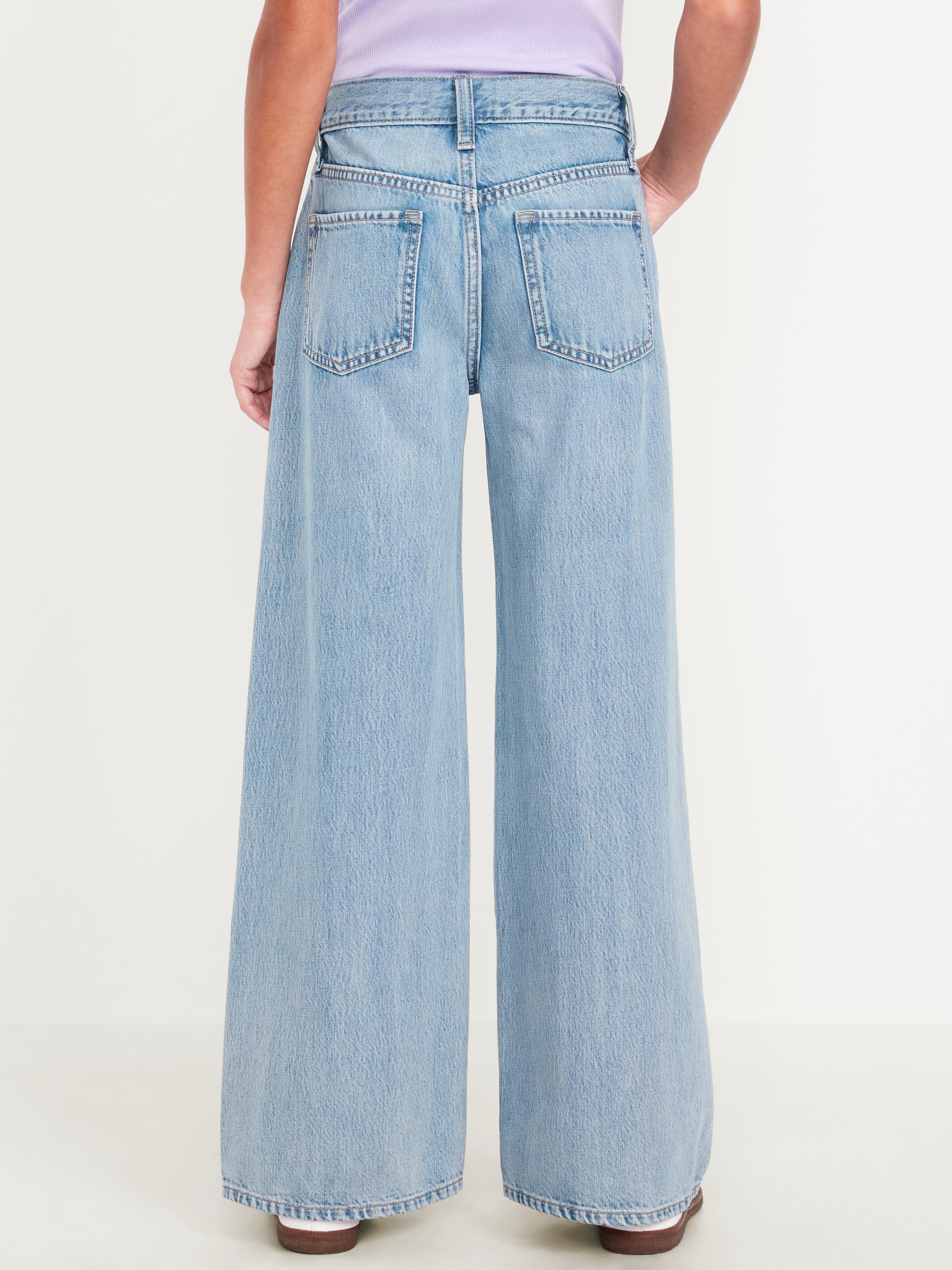 Super Baggy Wide-Leg Embroidered Jeans for Girls - Light Wash - 2