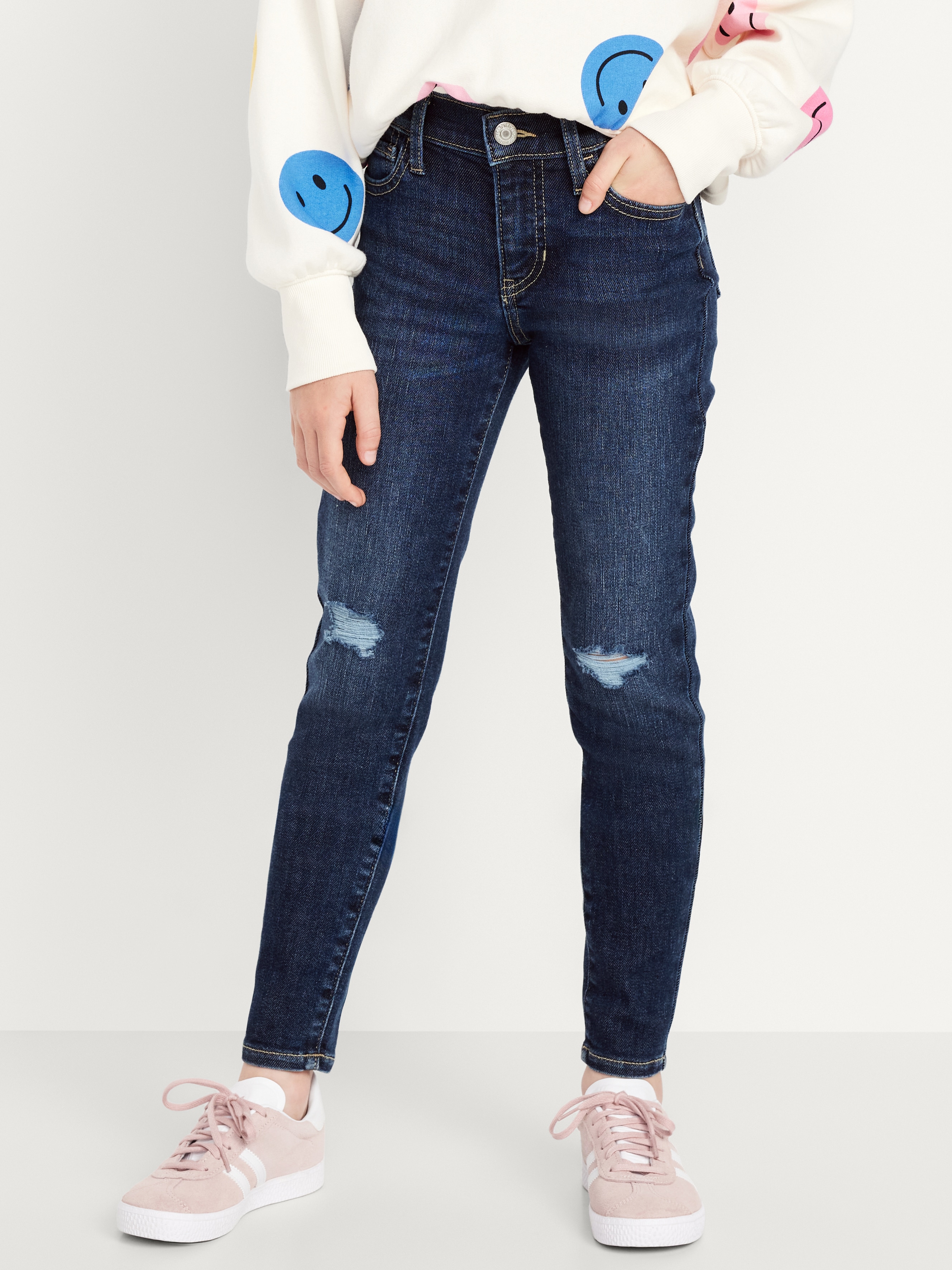 High-Waisted Embroidered Rockstar 360° Stretch Jeggings for Girls - Best Friend - 1
