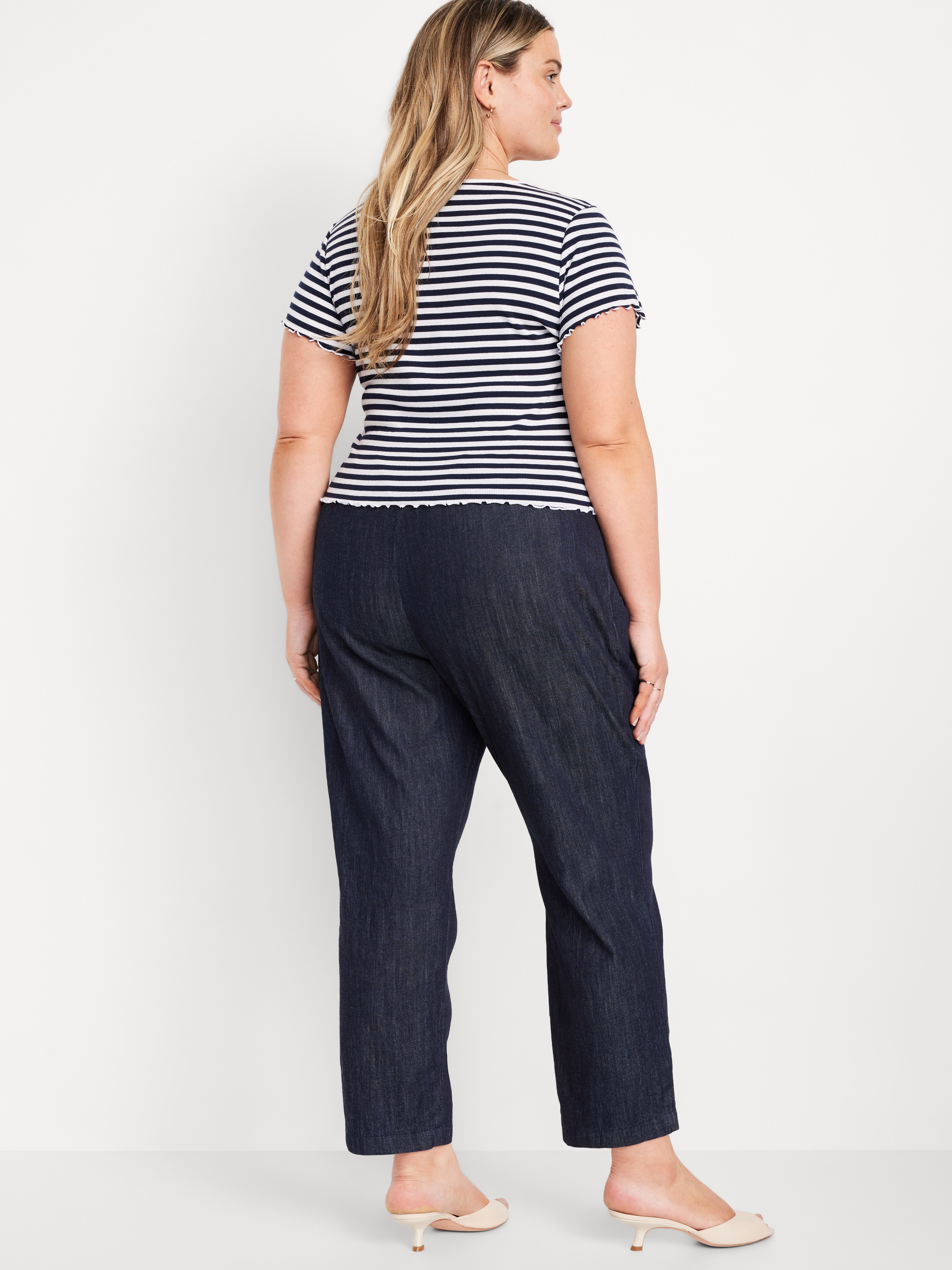 High-Waisted Billie Straight Ankle Trouser - Dark Rinse - 7