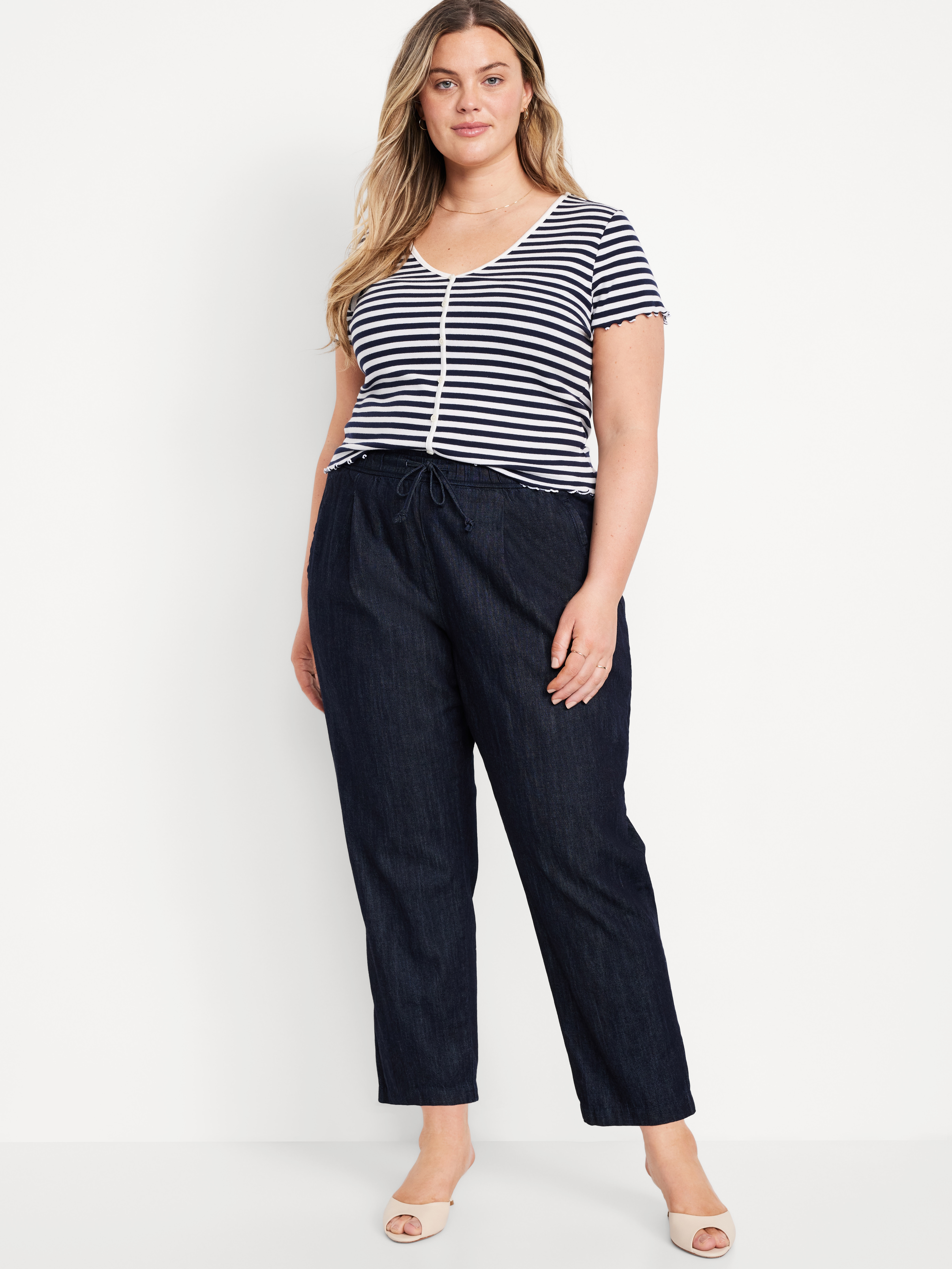 High-Waisted Billie Straight Ankle Trouser - Dark Rinse - 6
