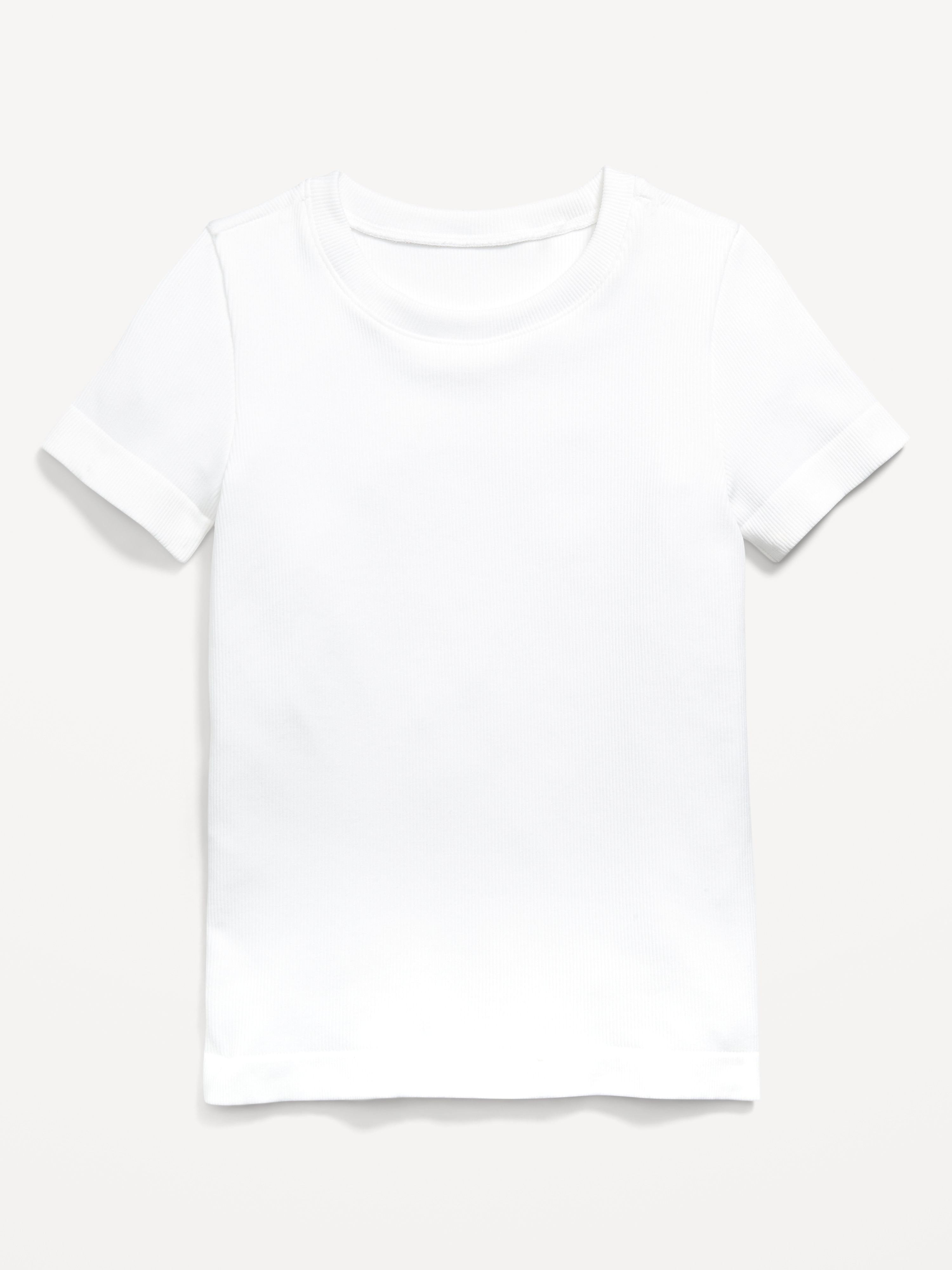 Fitted Seamless Ribbed Performance Top for Girls - White Lilies - 3