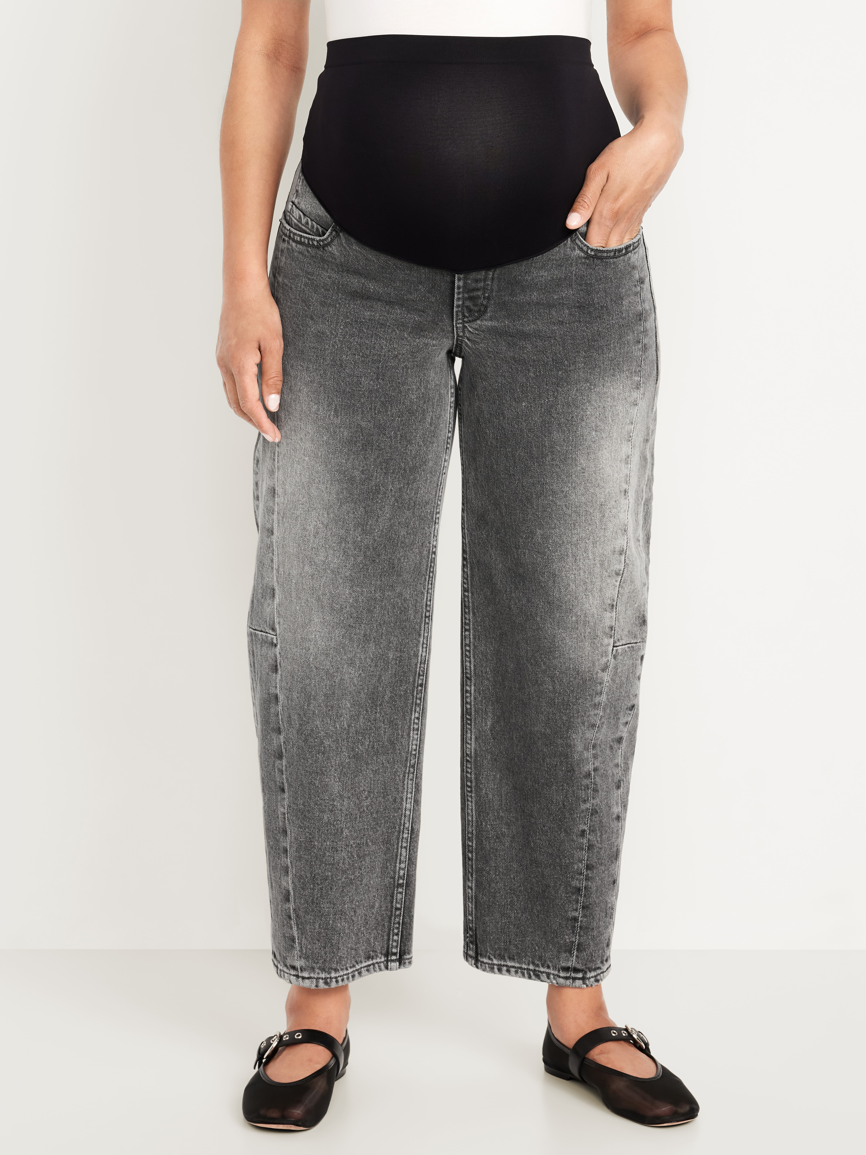 Maternity Full Panel Barrel Ankle Jeans - Graphite - 3