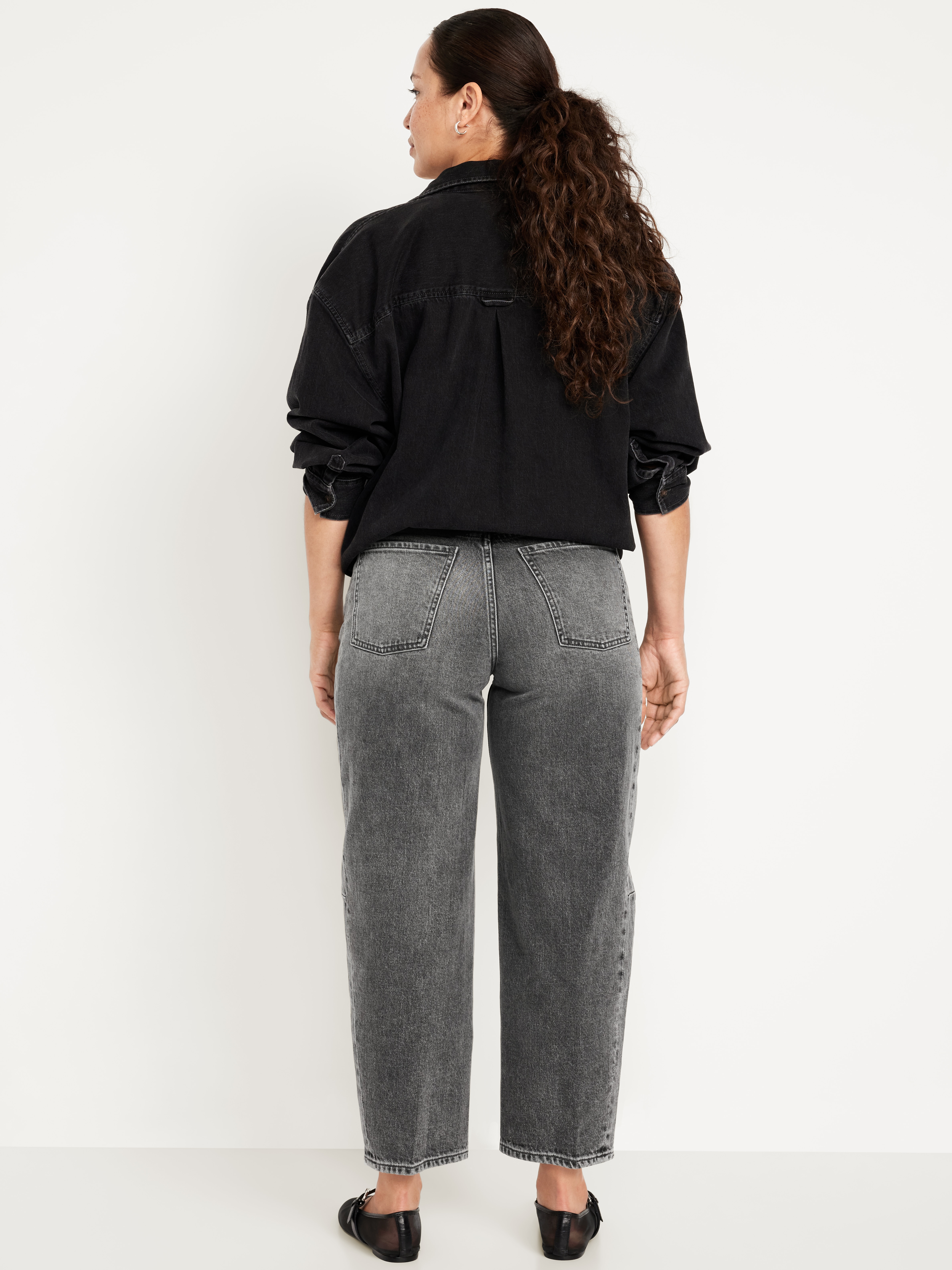 Maternity Full Panel Barrel Ankle Jeans - Graphite - 2