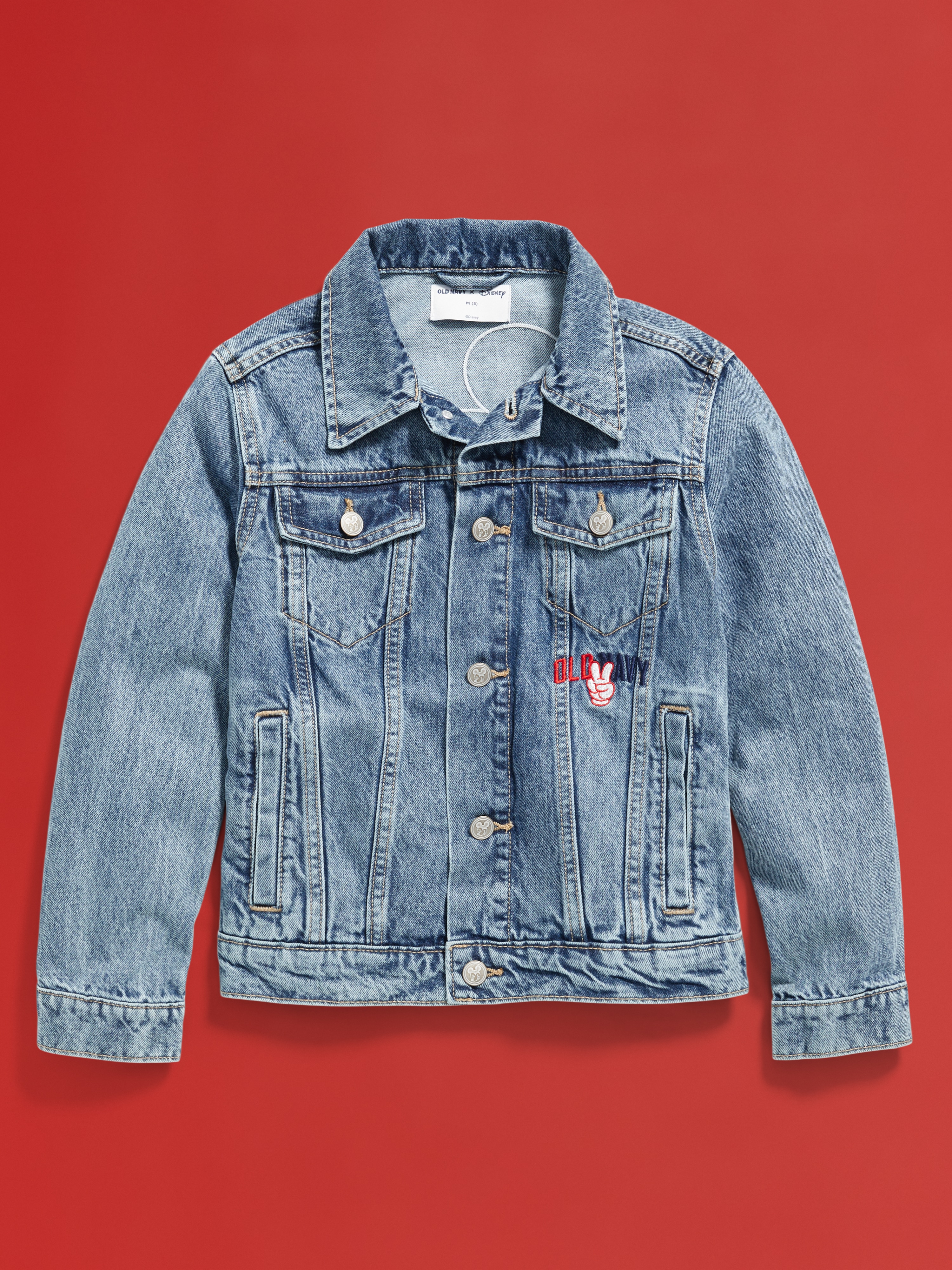 Old Navy x Disney© Mickey Mouse Gender-Neutral Logo-Graphic Jean Trucker Jacket for Kids - Medium Wash - 3
