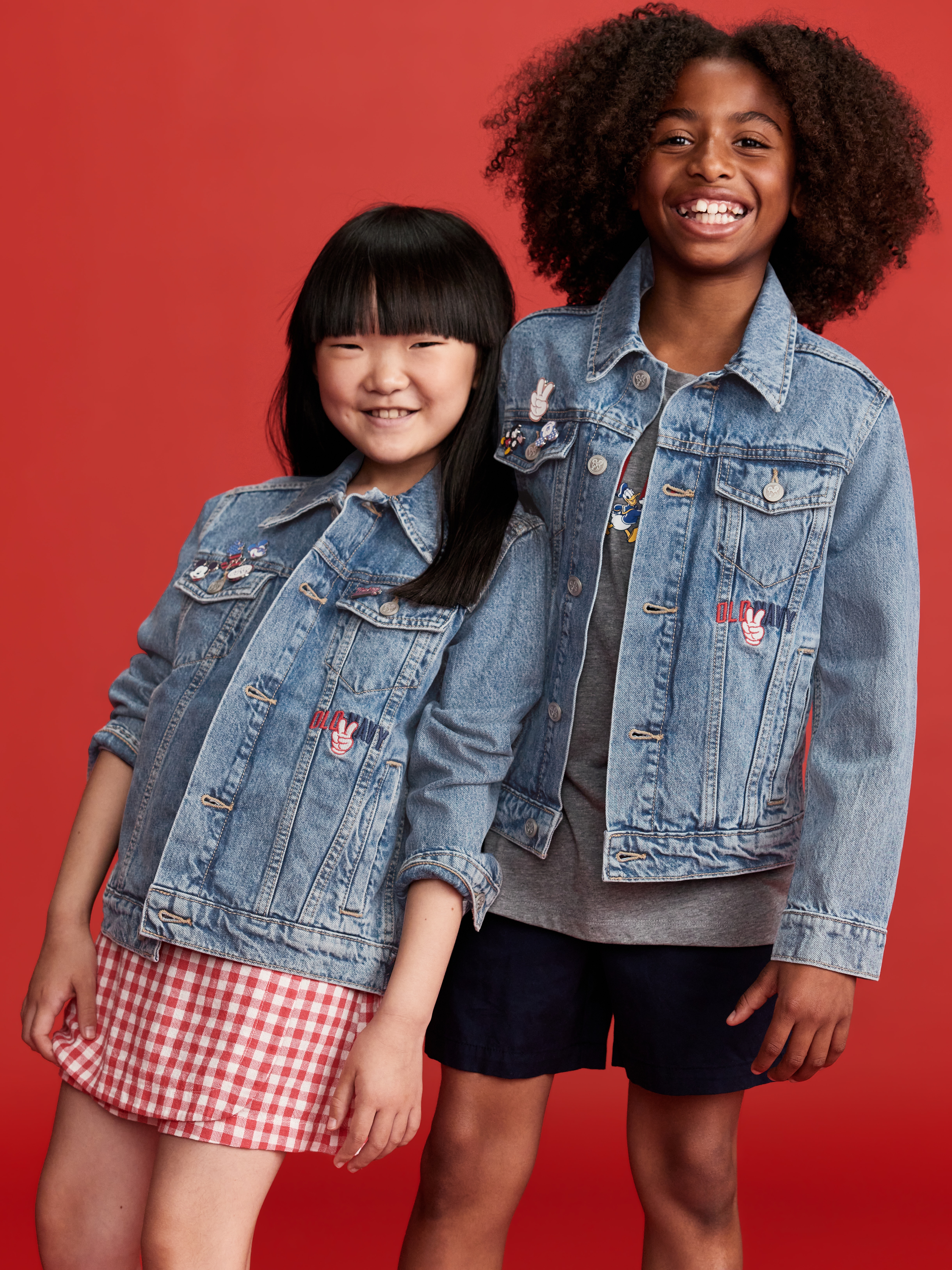 Old Navy x Disney© Mickey Mouse Gender-Neutral Logo-Graphic Jean Trucker Jacket for Kids - Medium Wash - 1