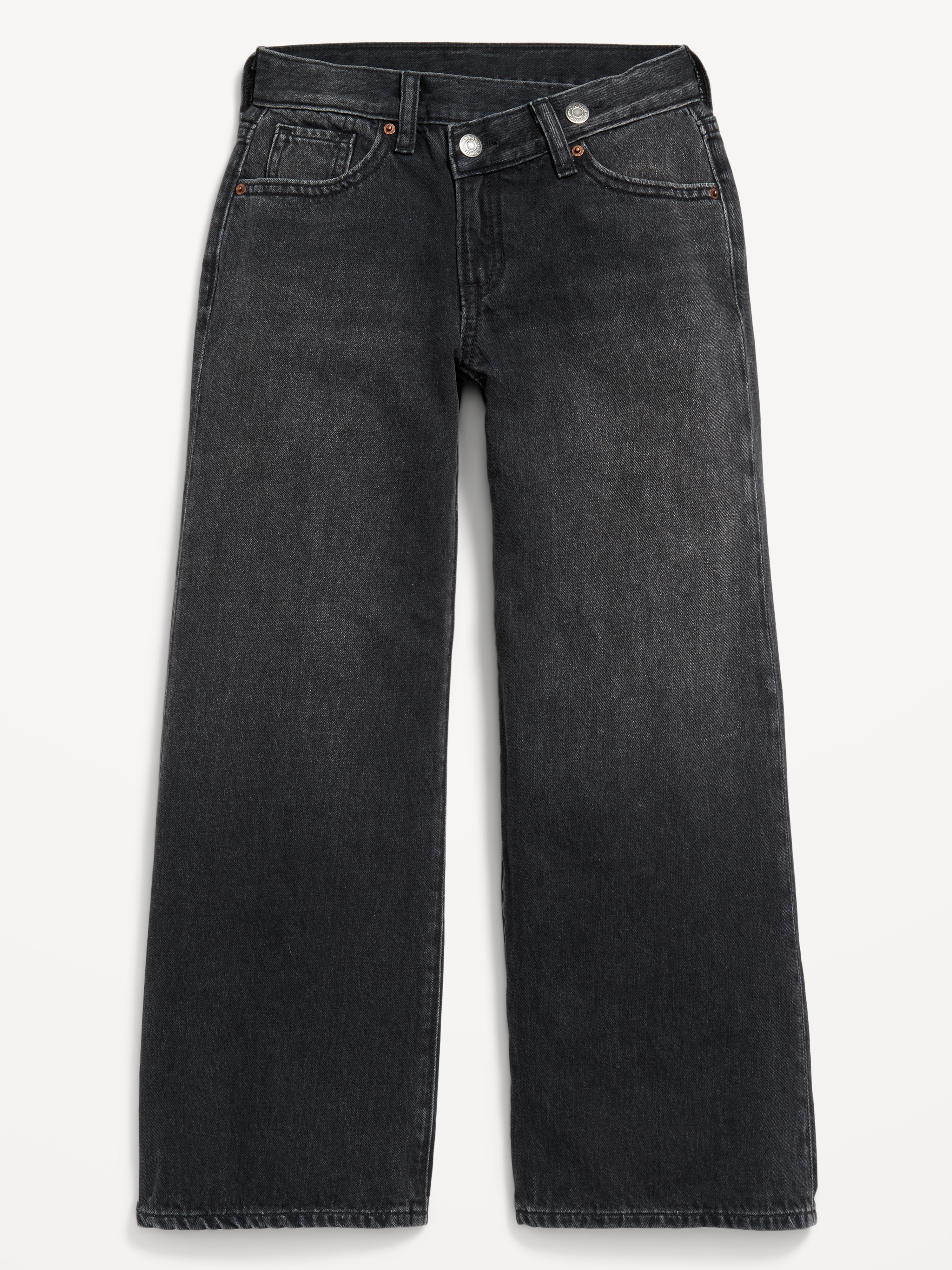 Super Baggy Wide-Leg Embroidered Jeans for Girls - Black Wash (Lunar) - 4
