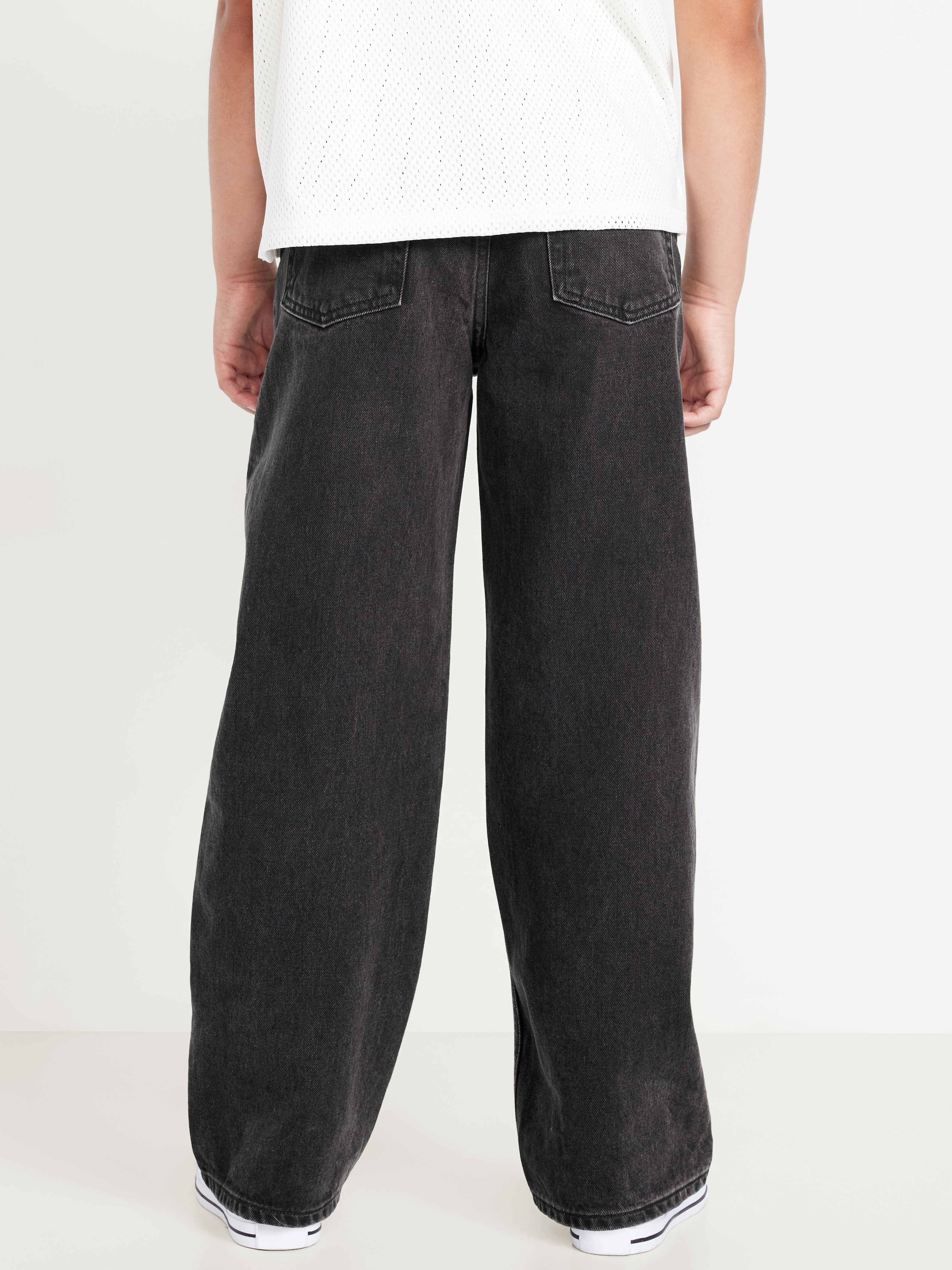 Baggy Non-Stretch Jeans for Boys - Black Wash - 2