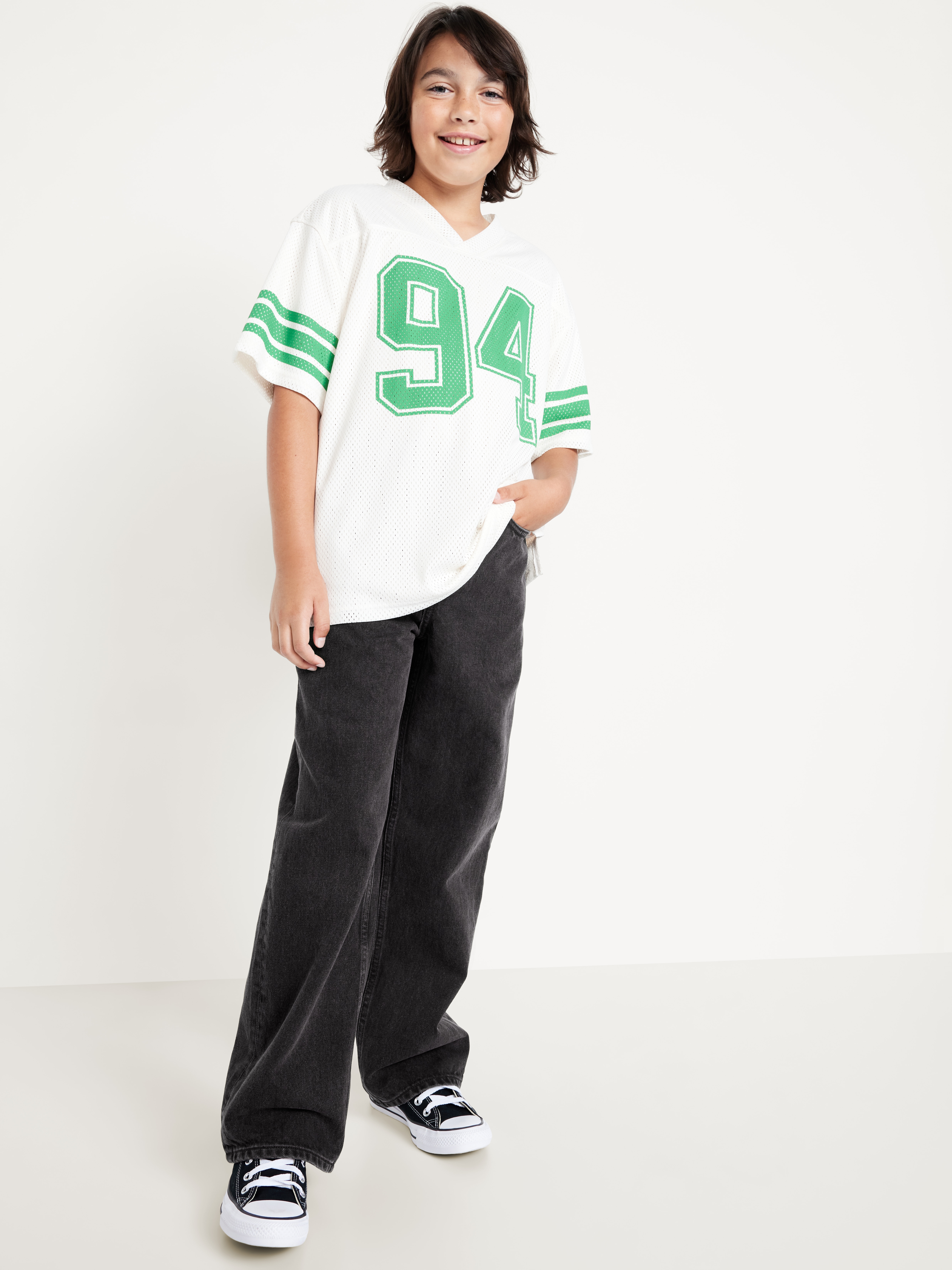 Baggy Non-Stretch Jeans for Boys - Black Wash - 3
