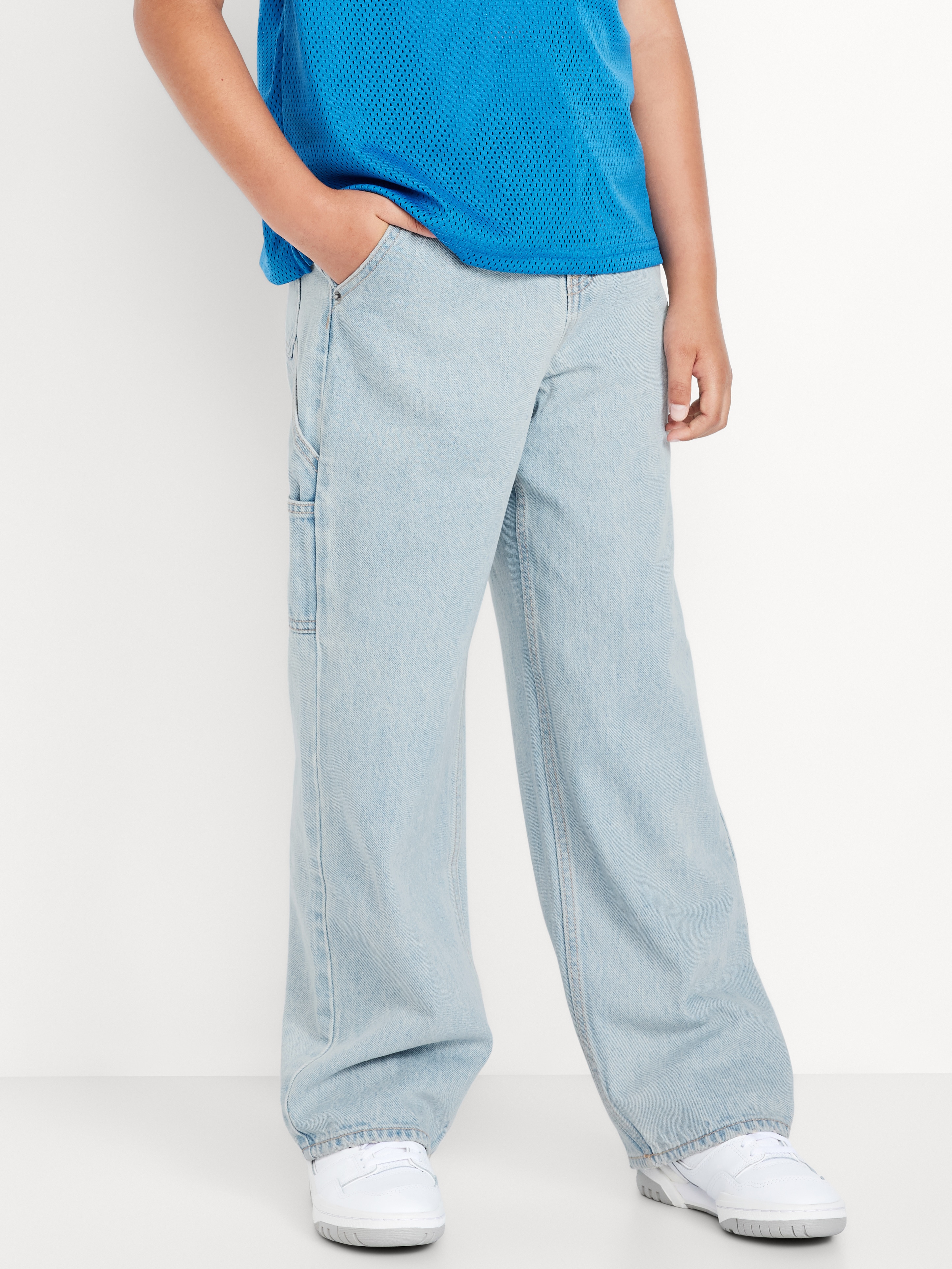 Baggy Non-Stretch Jeans for Boys - Light Wash - 1