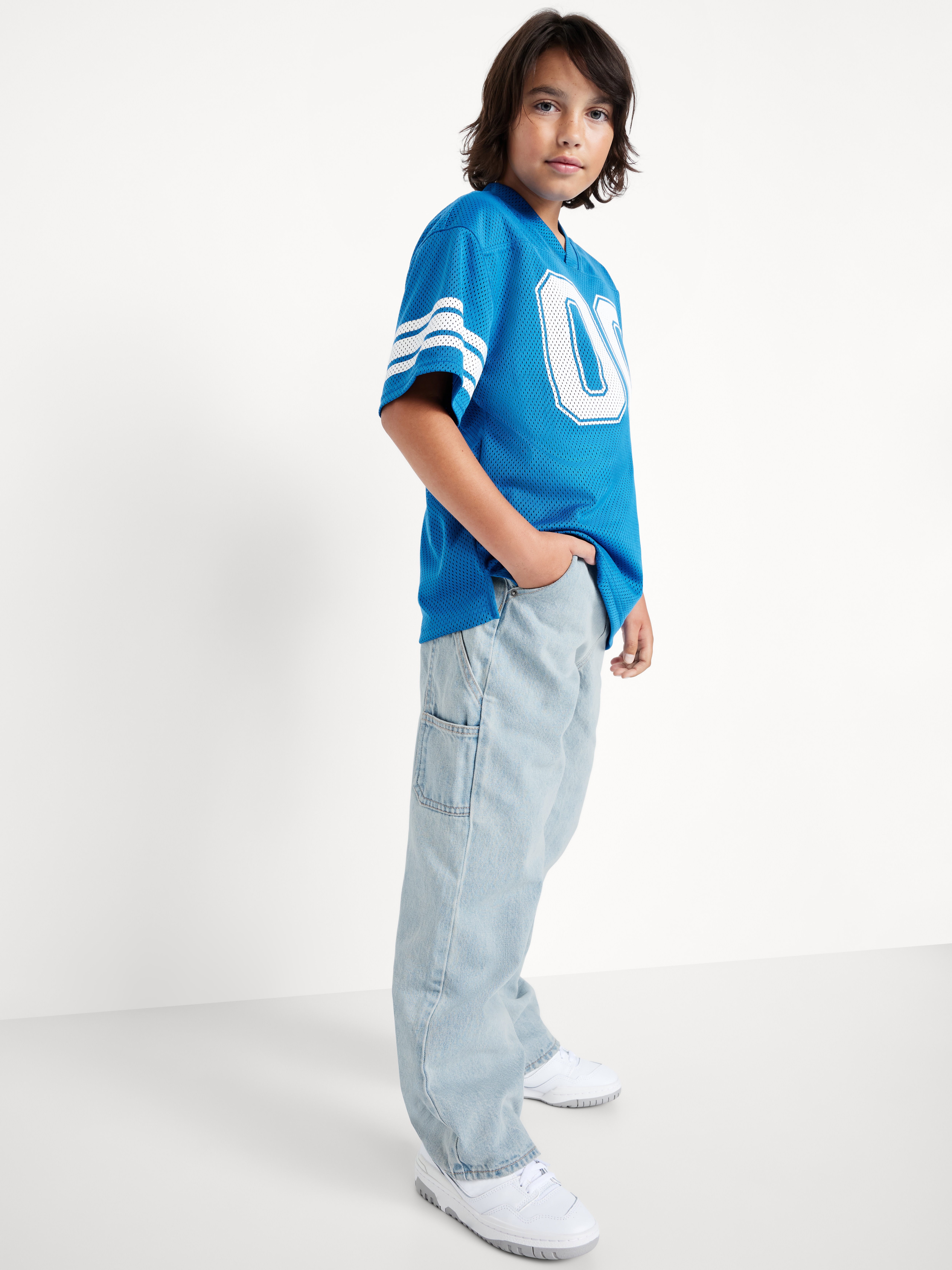 Baggy Non-Stretch Jeans for Boys - Light Wash - 3