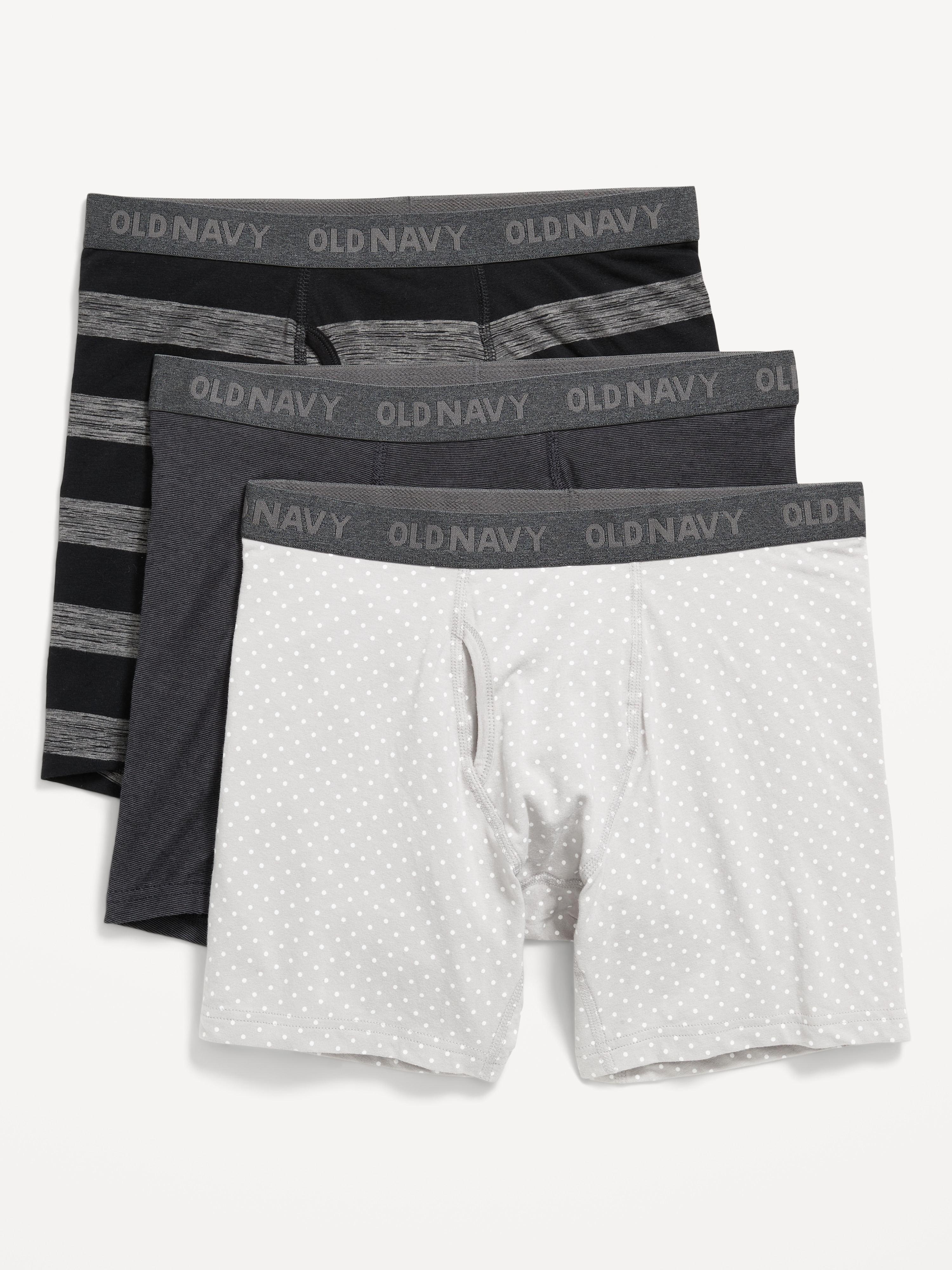 3-Pack Soft-Washed Boxer Briefs -- 6.25-inch inseam - Black Stripes - 1