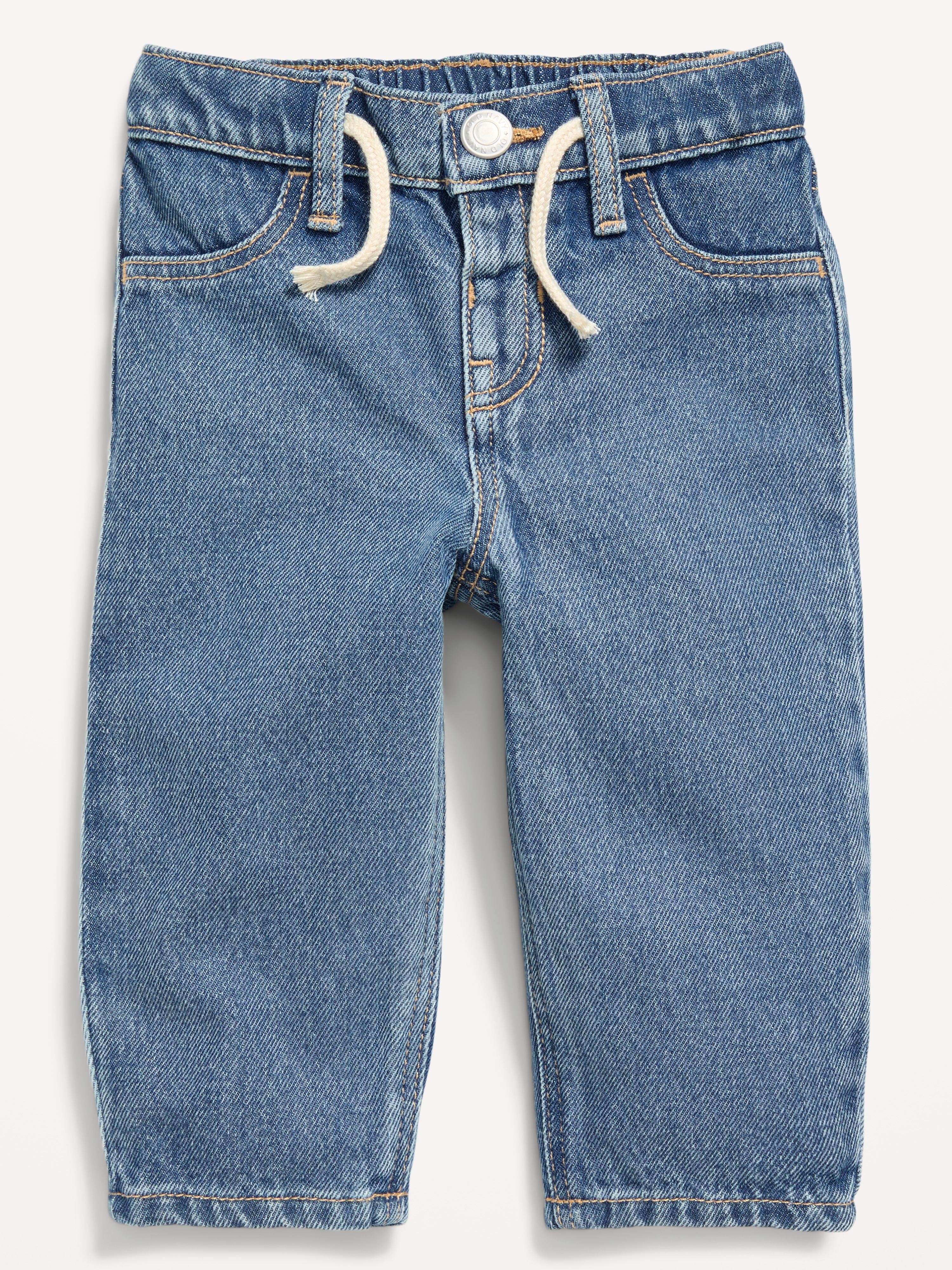 Drawstring Barrel-Leg Jeans for Baby - Medium Wash - 1