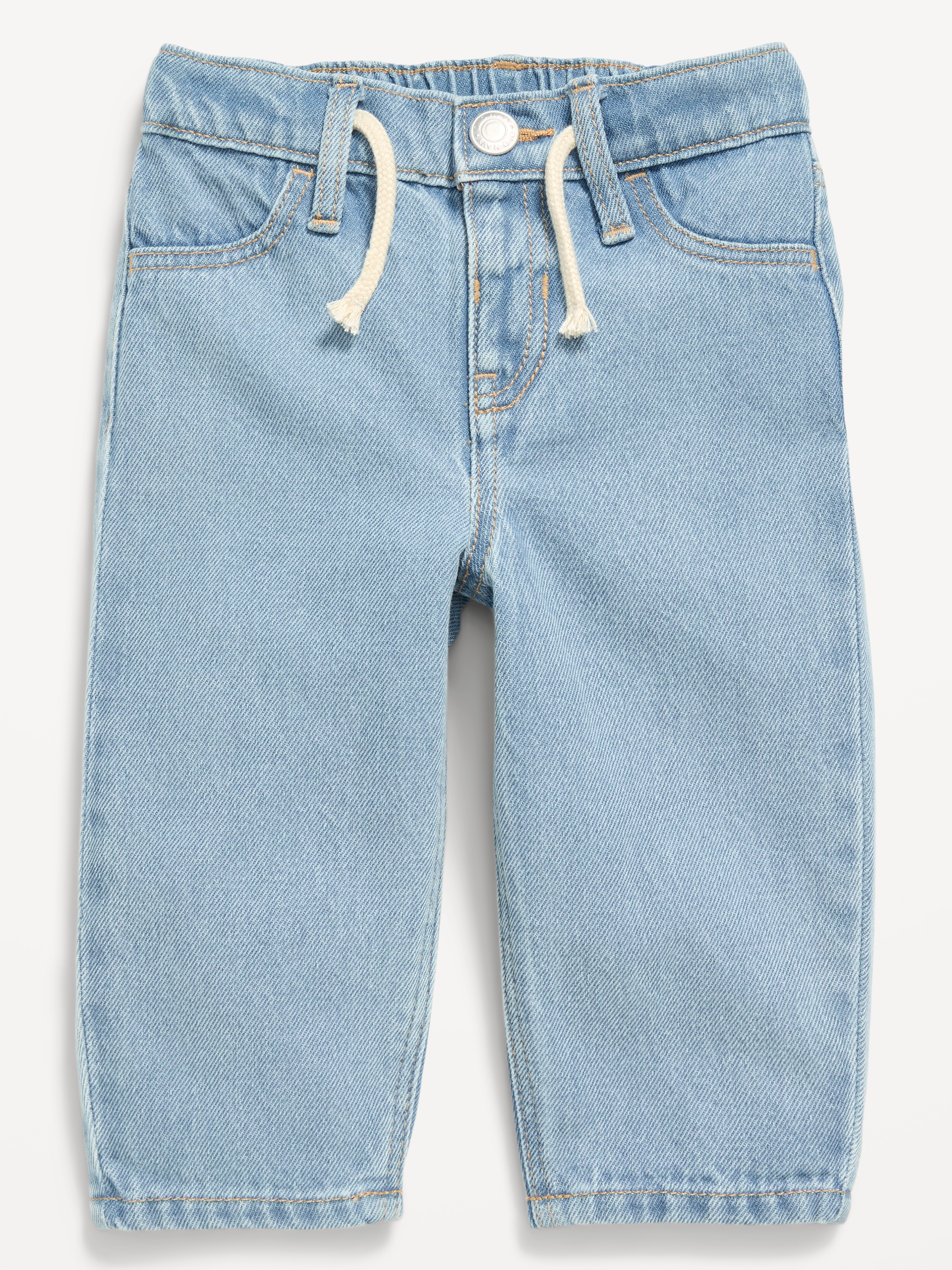 Drawstring Barrel-Leg Jeans for Baby - Light Wash - 1