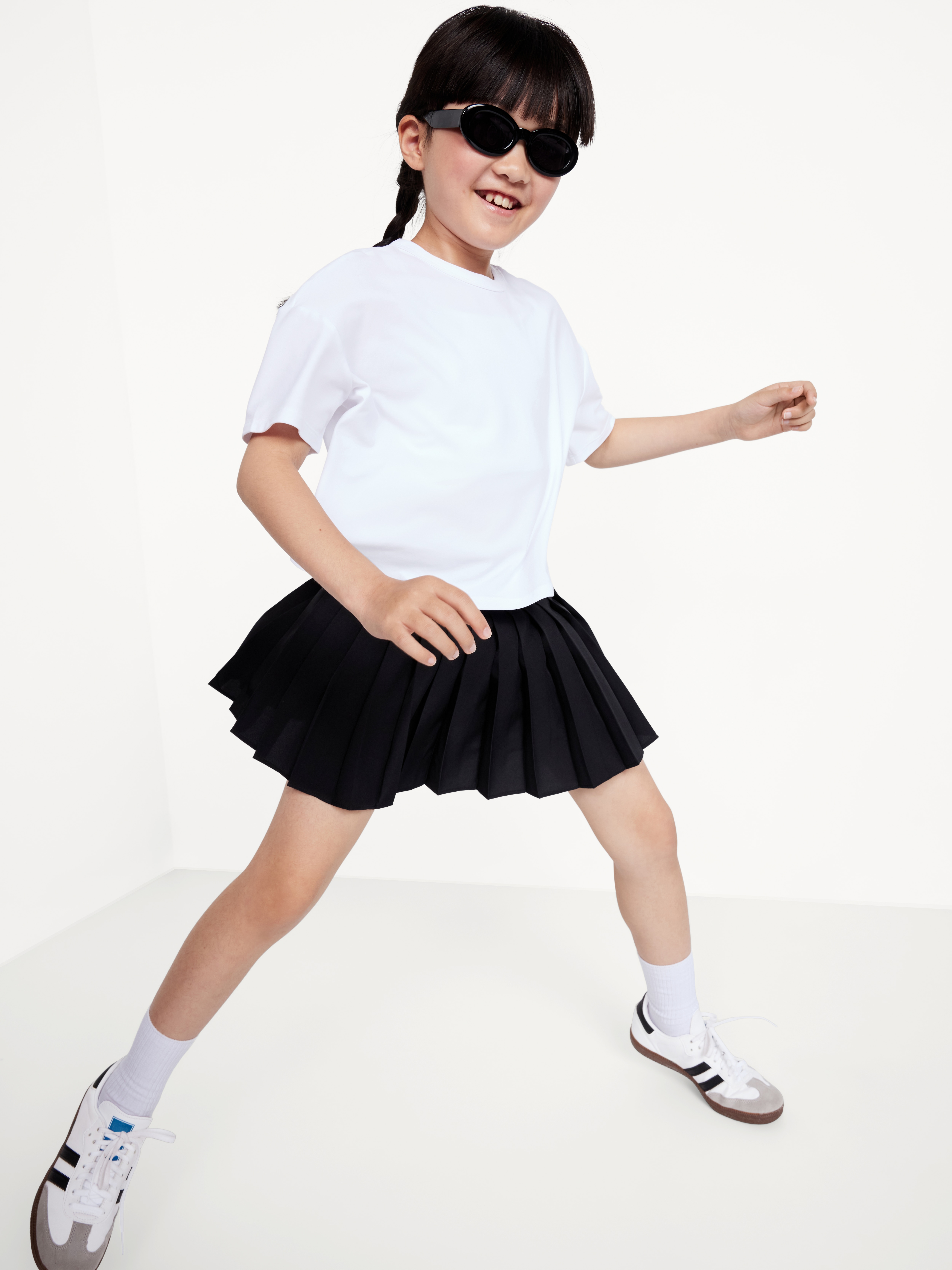 High-Waisted Pleated Performance Skort for Girls - Black Jack - 3