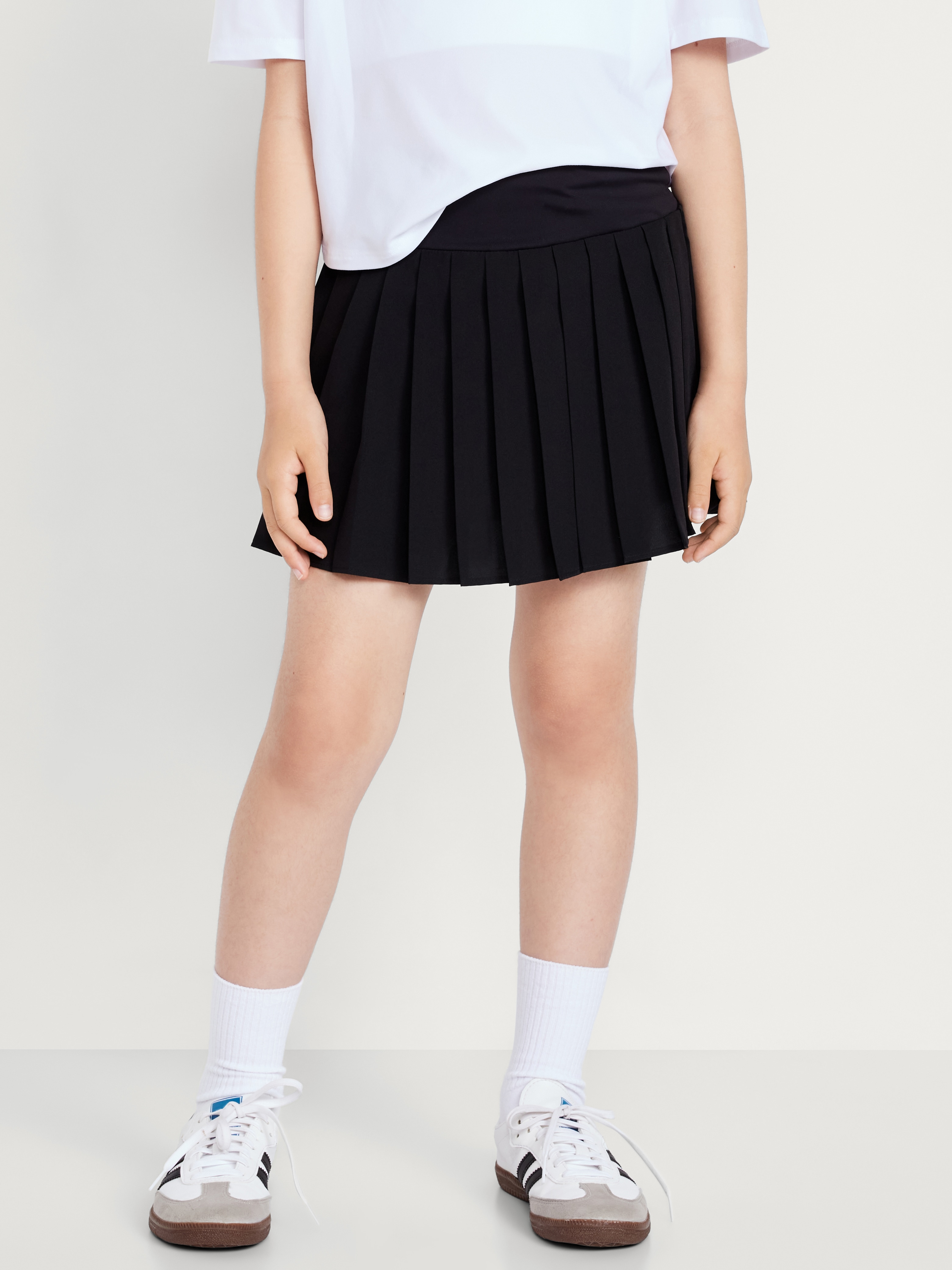 High-Waisted Pleated Performance Skort for Girls - Black Jack - 1