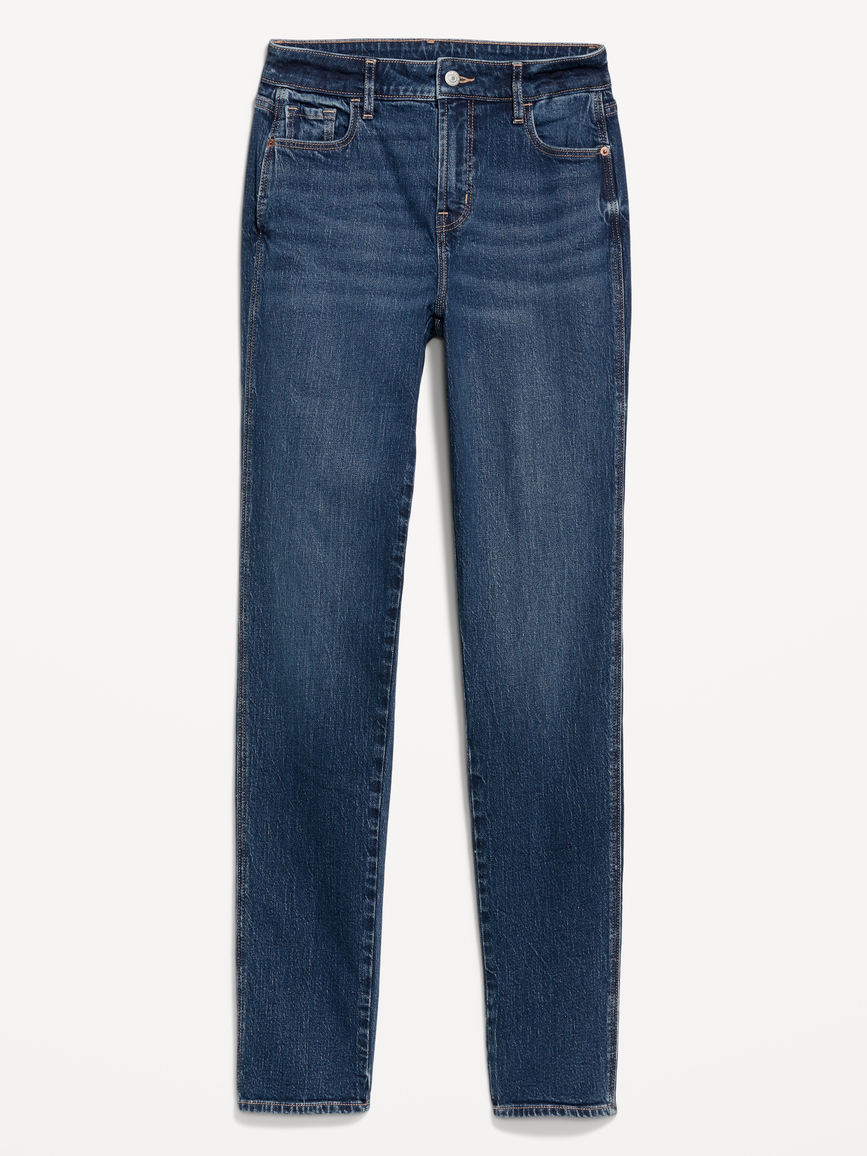 High-Waisted Vintage Slim Jeans - Dark Indigo - 8