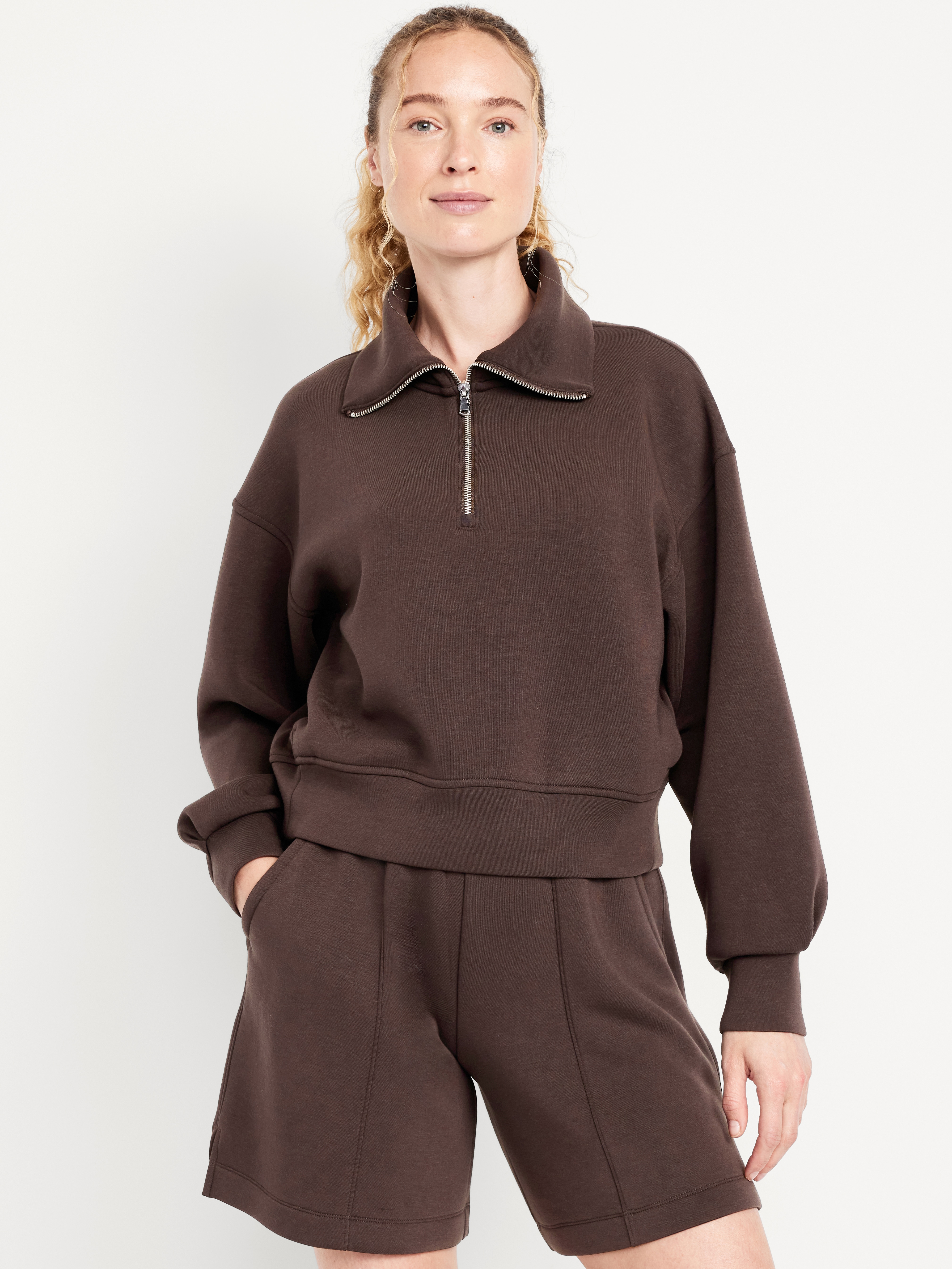 Bounce Fleece Half-Zip Pullover Sweatshirt - Black Coffee - 1