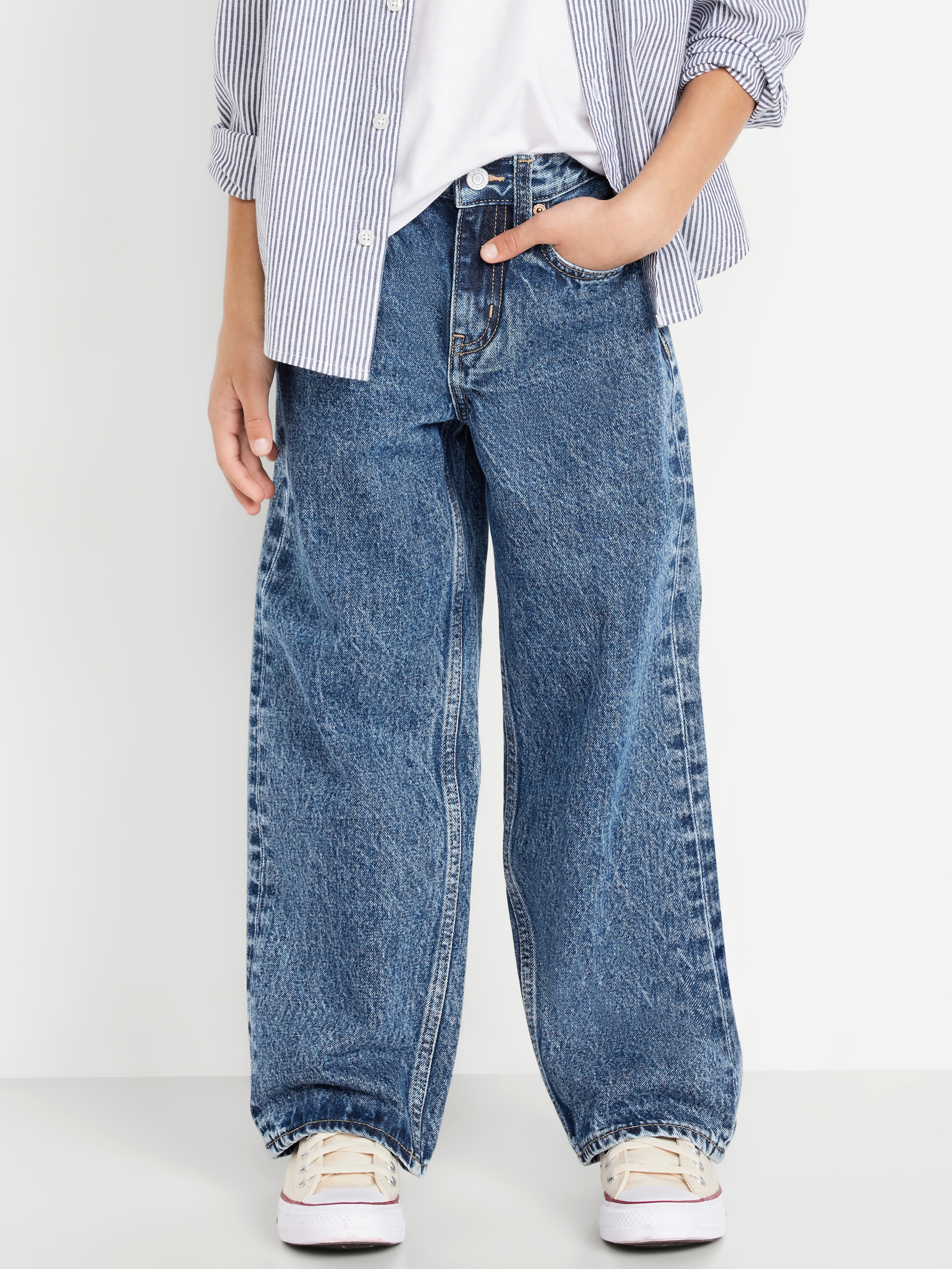 Baggy Non-Stretch Jeans for Boys - Medium Wash - 1