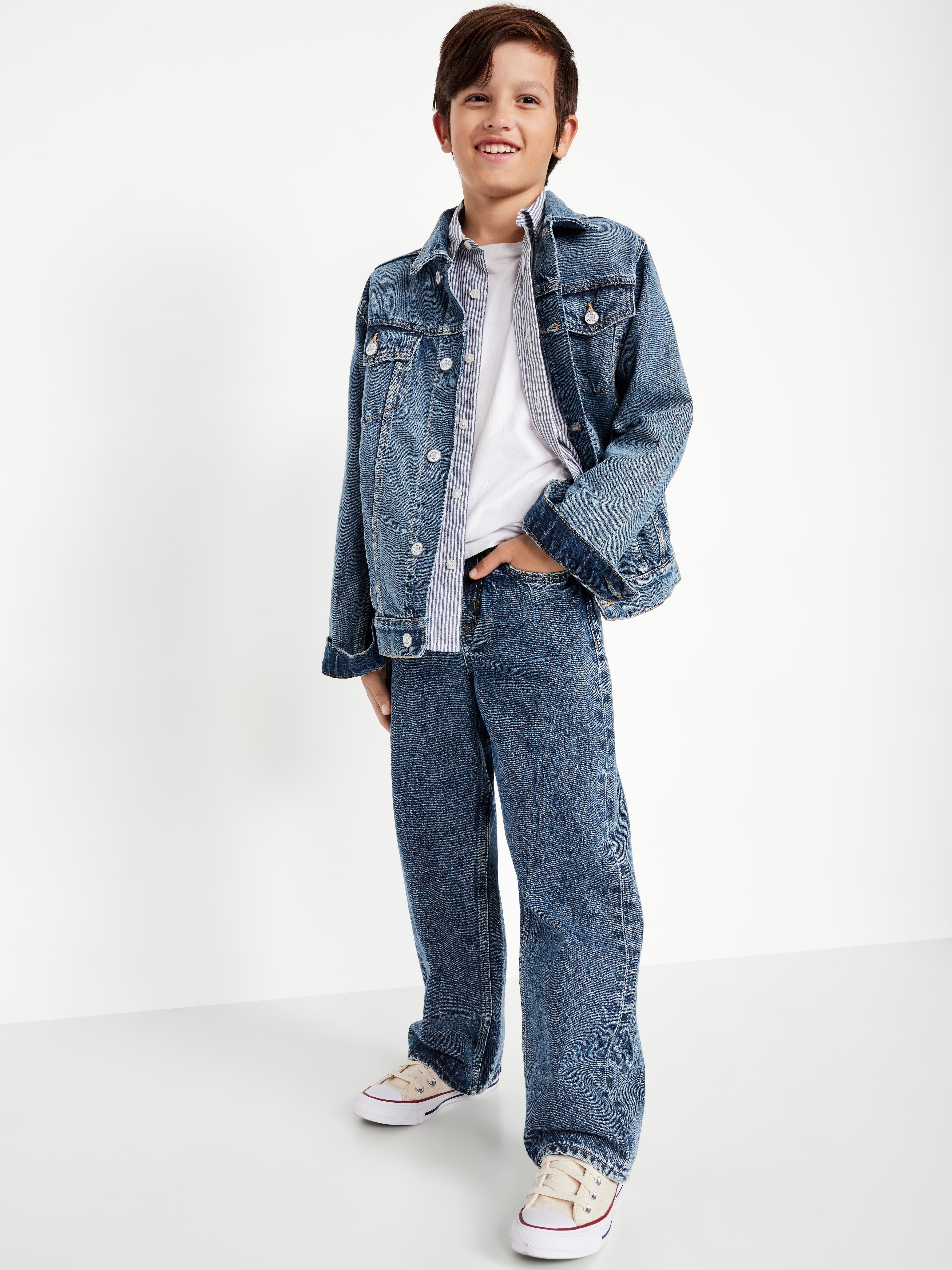 Baggy Non-Stretch Jeans for Boys - Medium Wash - 3