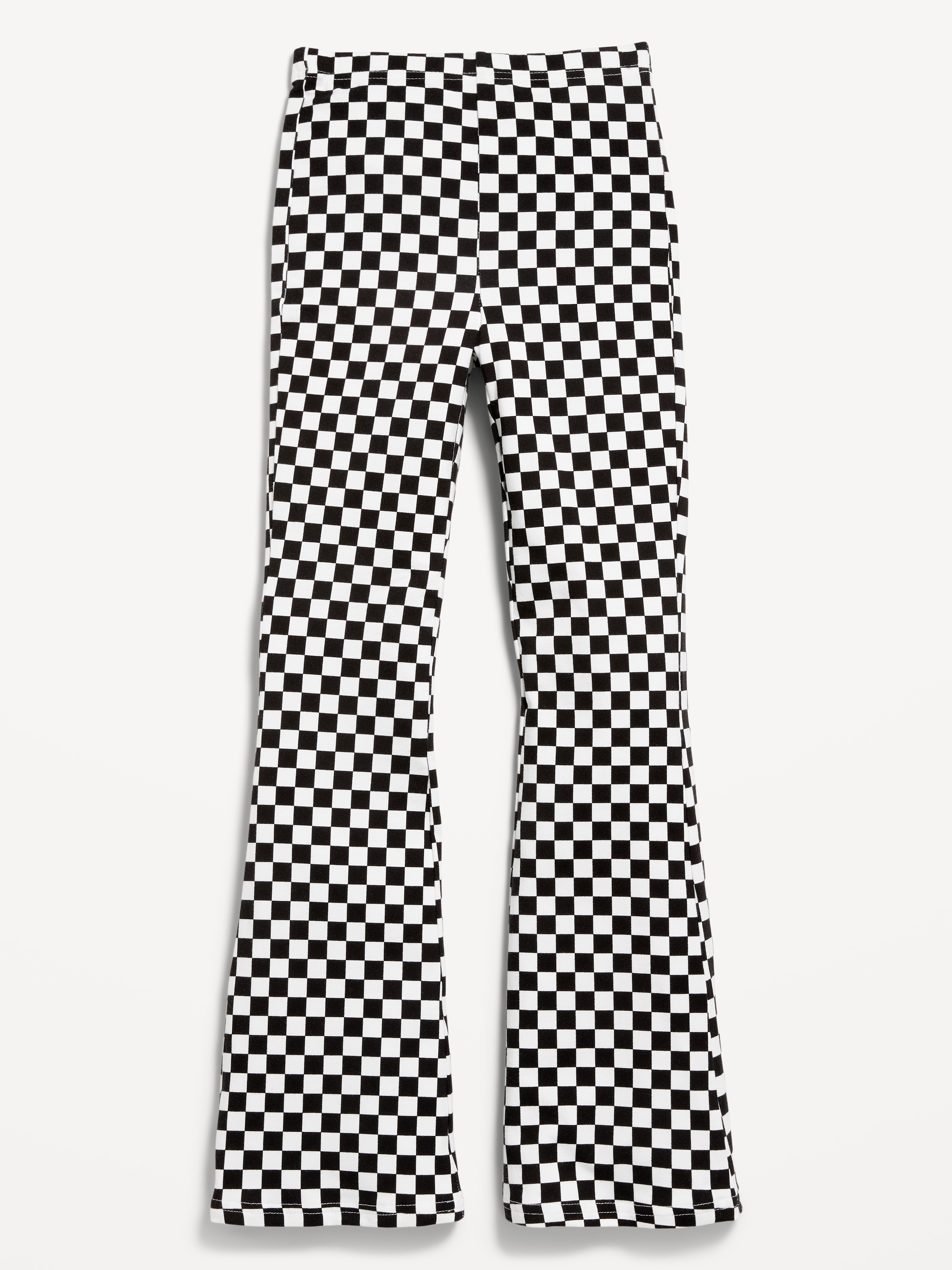 Full-Length Flared Leggings for Girls - Black Check - 4