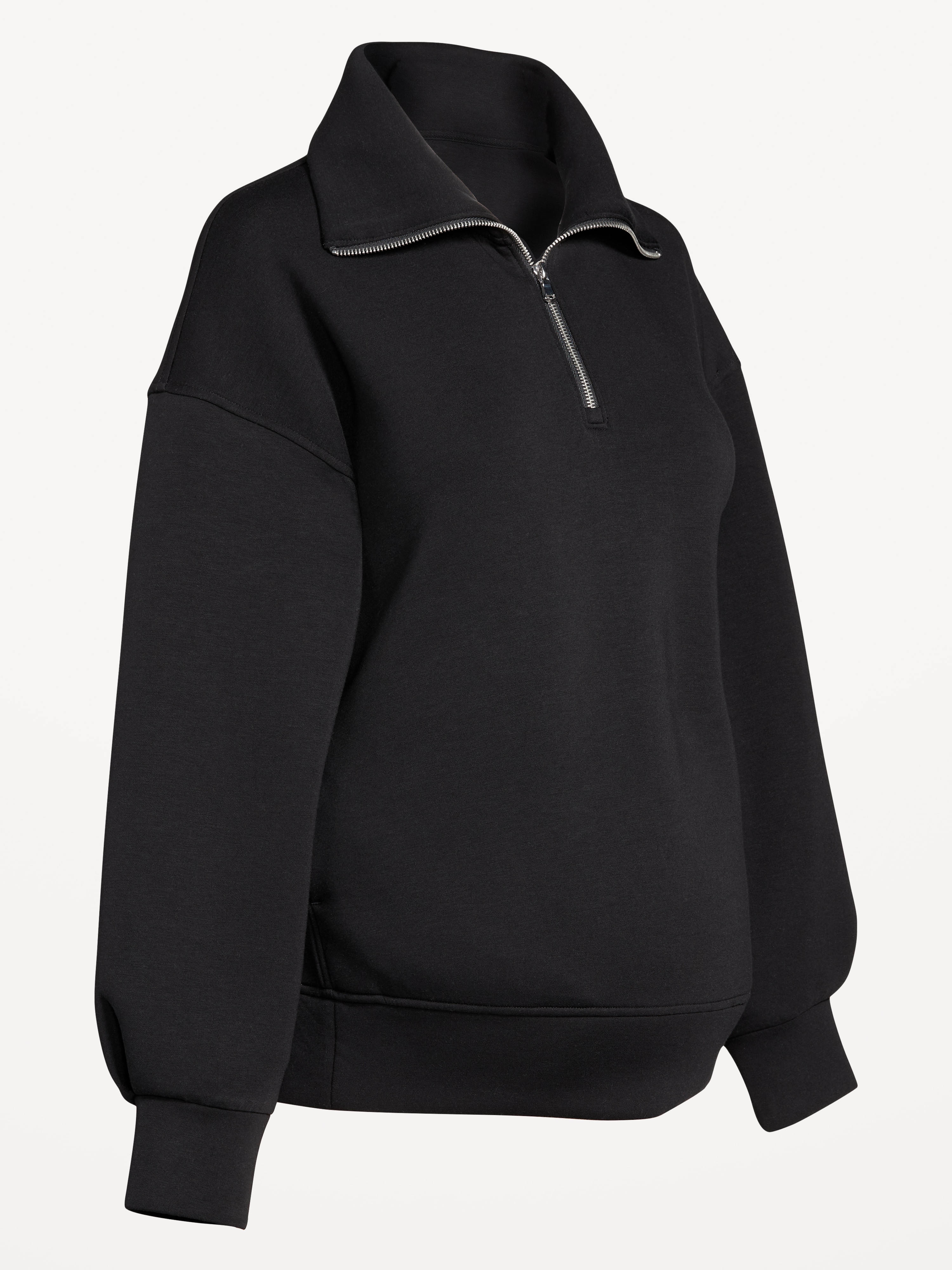 Maternity Bounce Fleece Half-Zip Pullover - Black Jack - 2