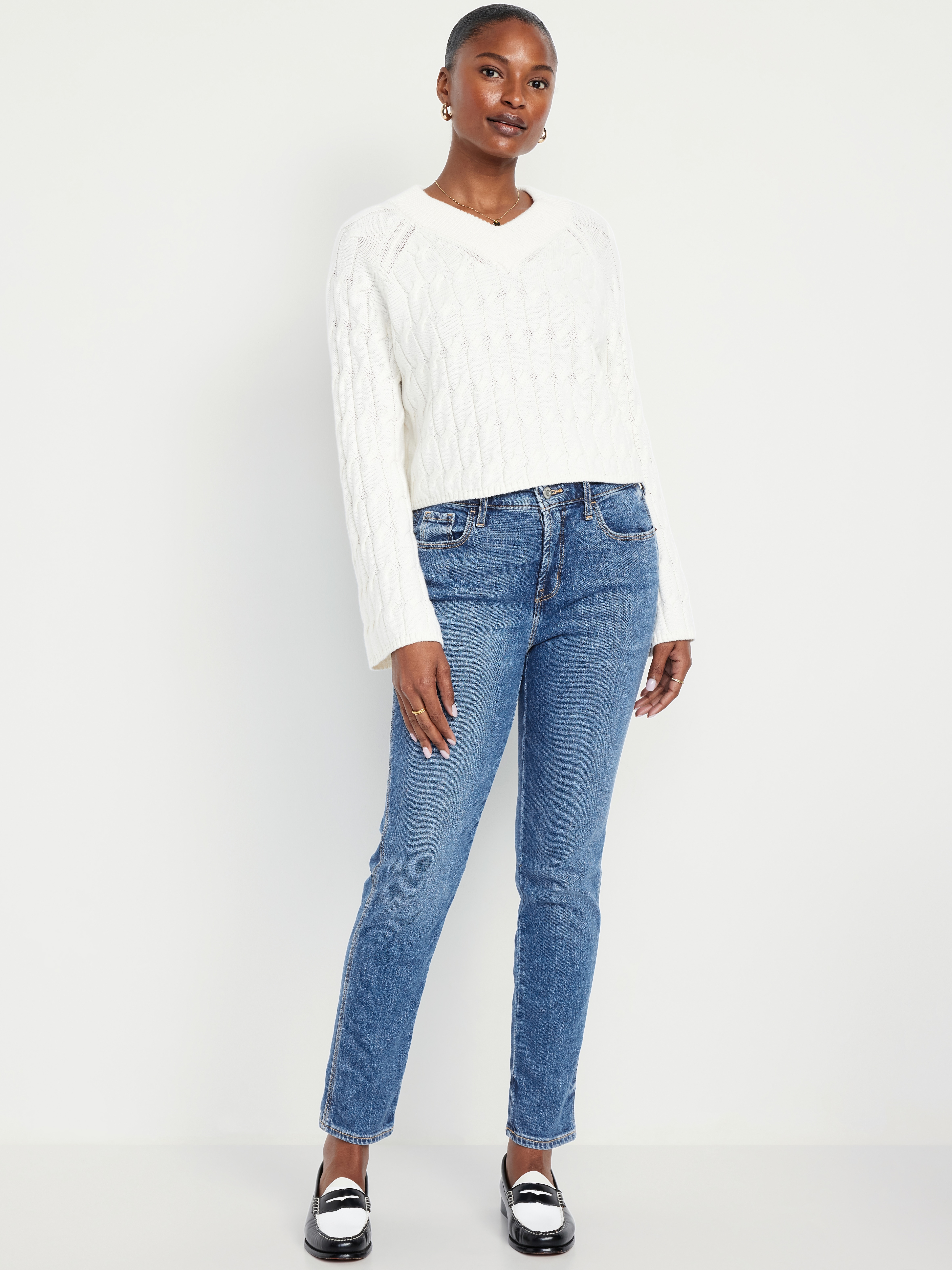 Curvy High-Waisted Vintage Slim Jeans - Medium Indigo - 1