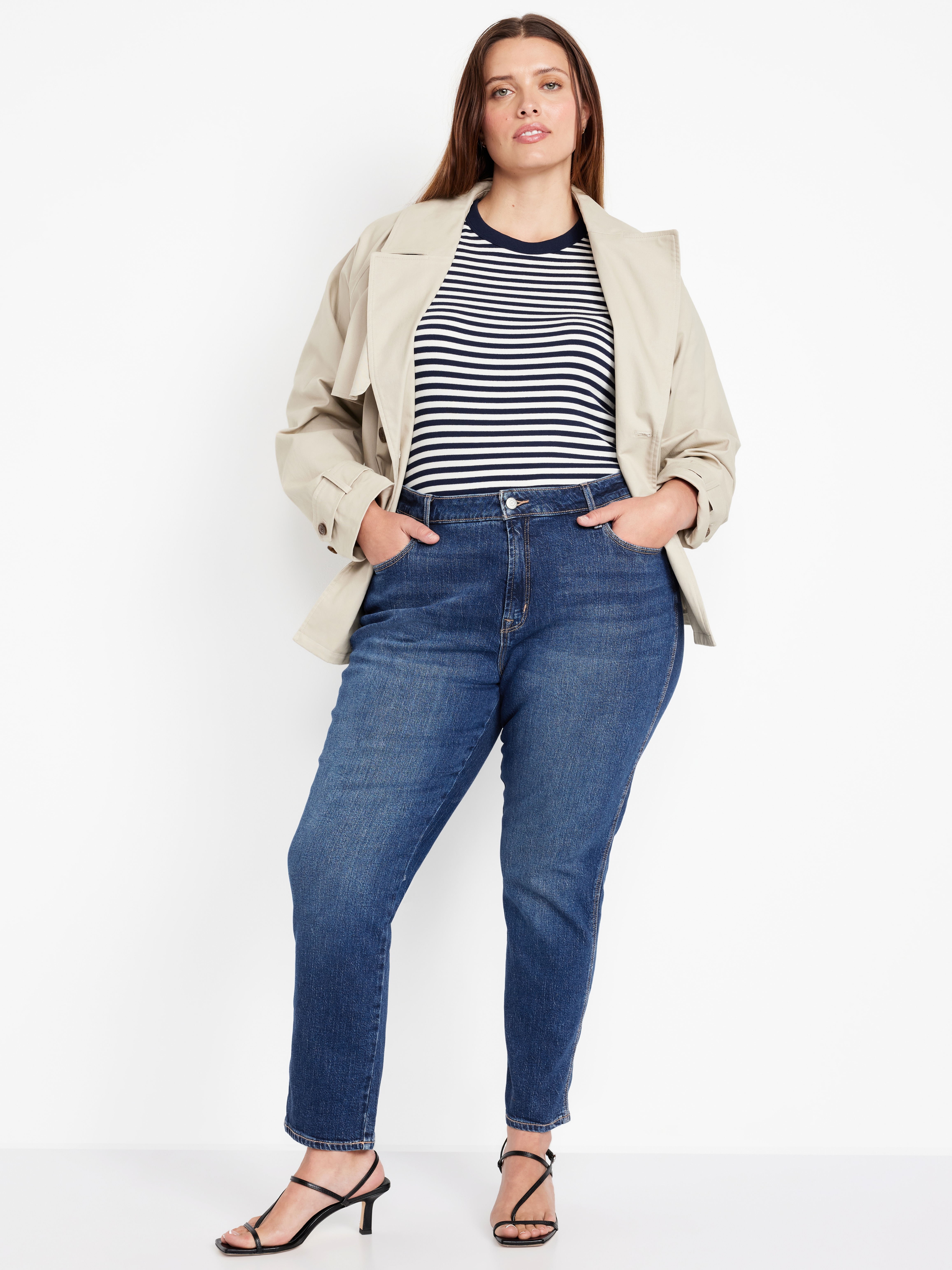 Curvy High-Waisted Vintage Slim Jeans - Dark Indigo - 4