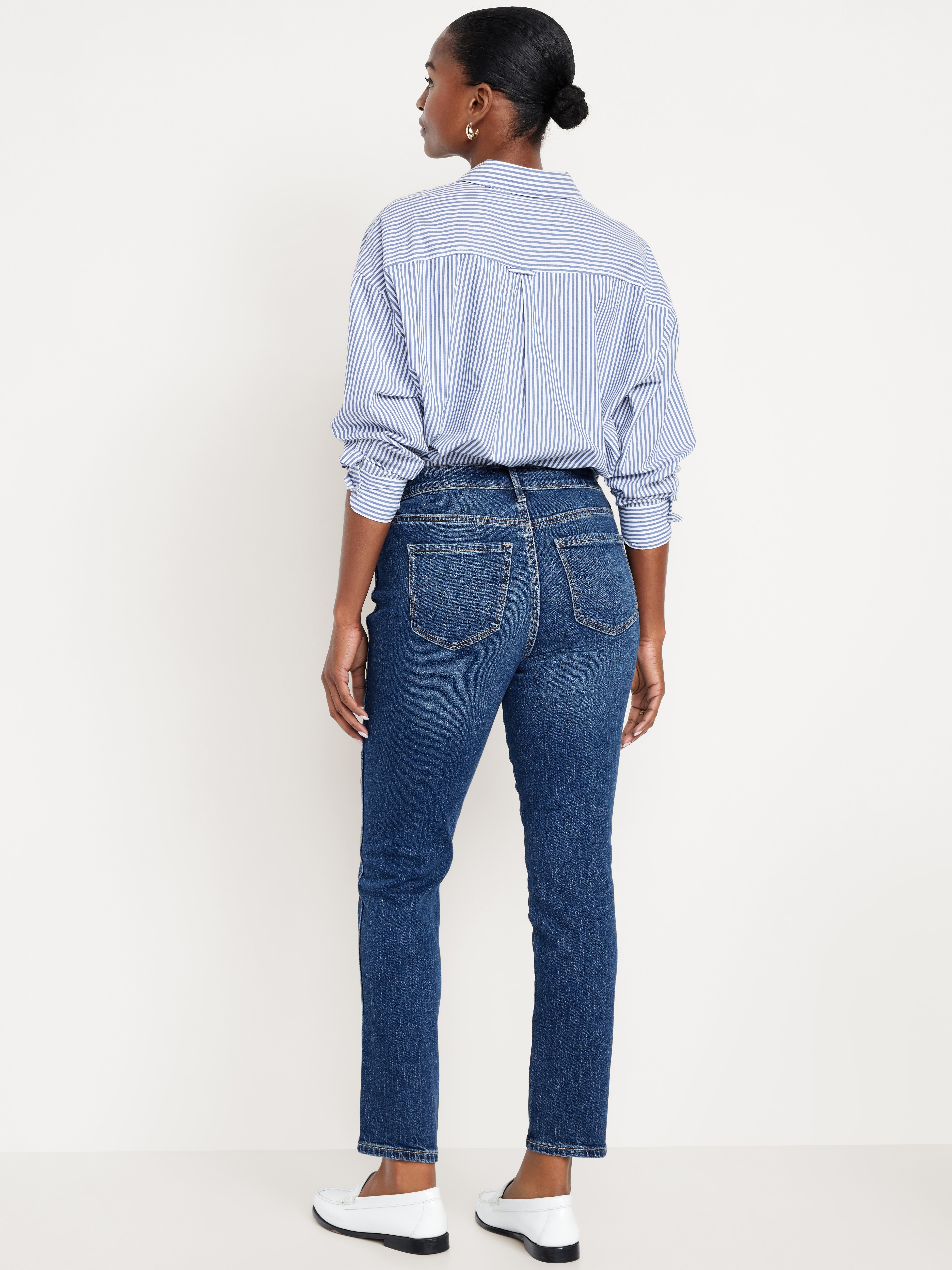 Curvy High-Waisted Vintage Slim Jeans - Dark Indigo - 3
