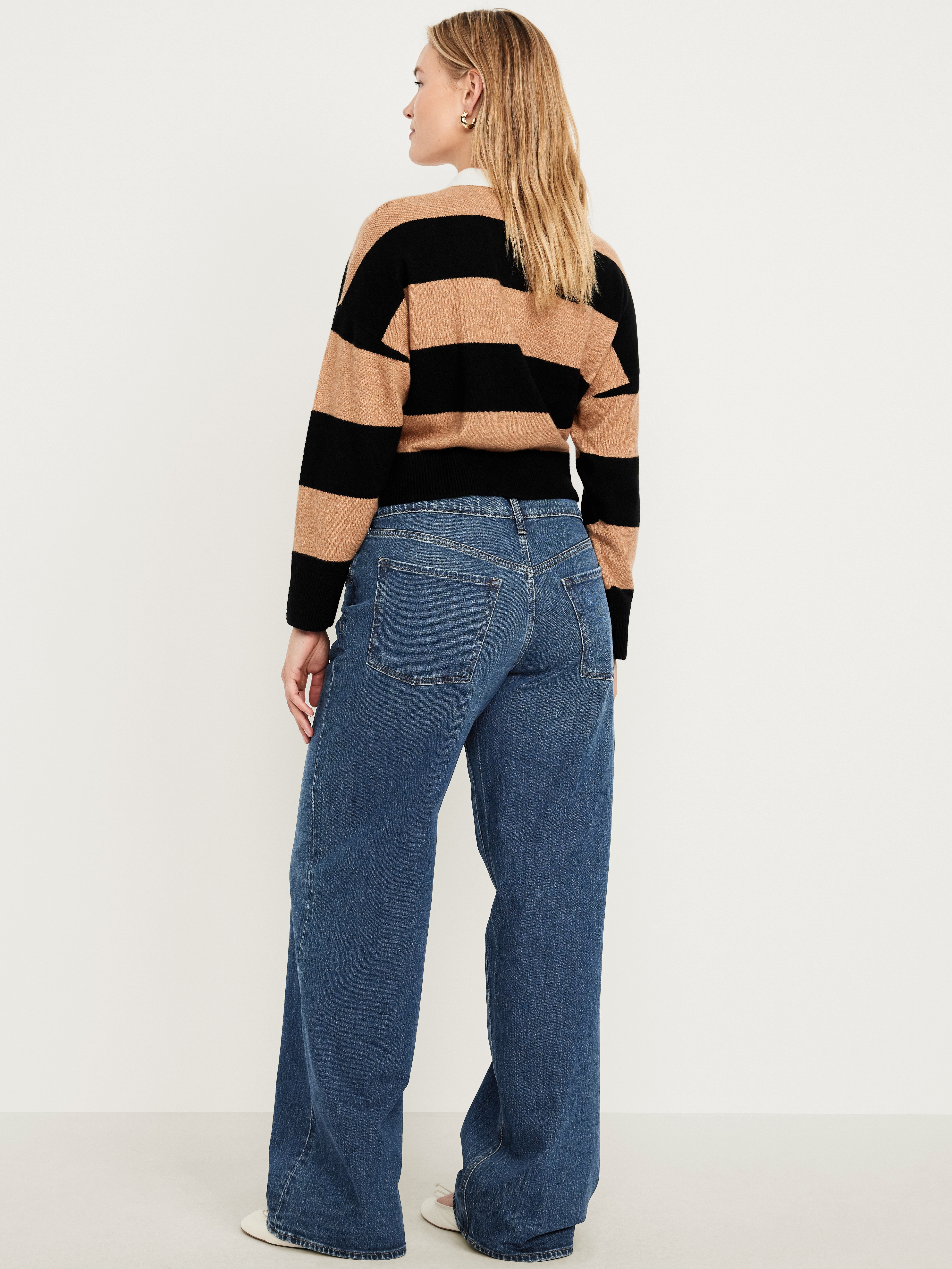 Mid-Rise Slouchy Wide-Leg Jeans - Dark Wash - 7