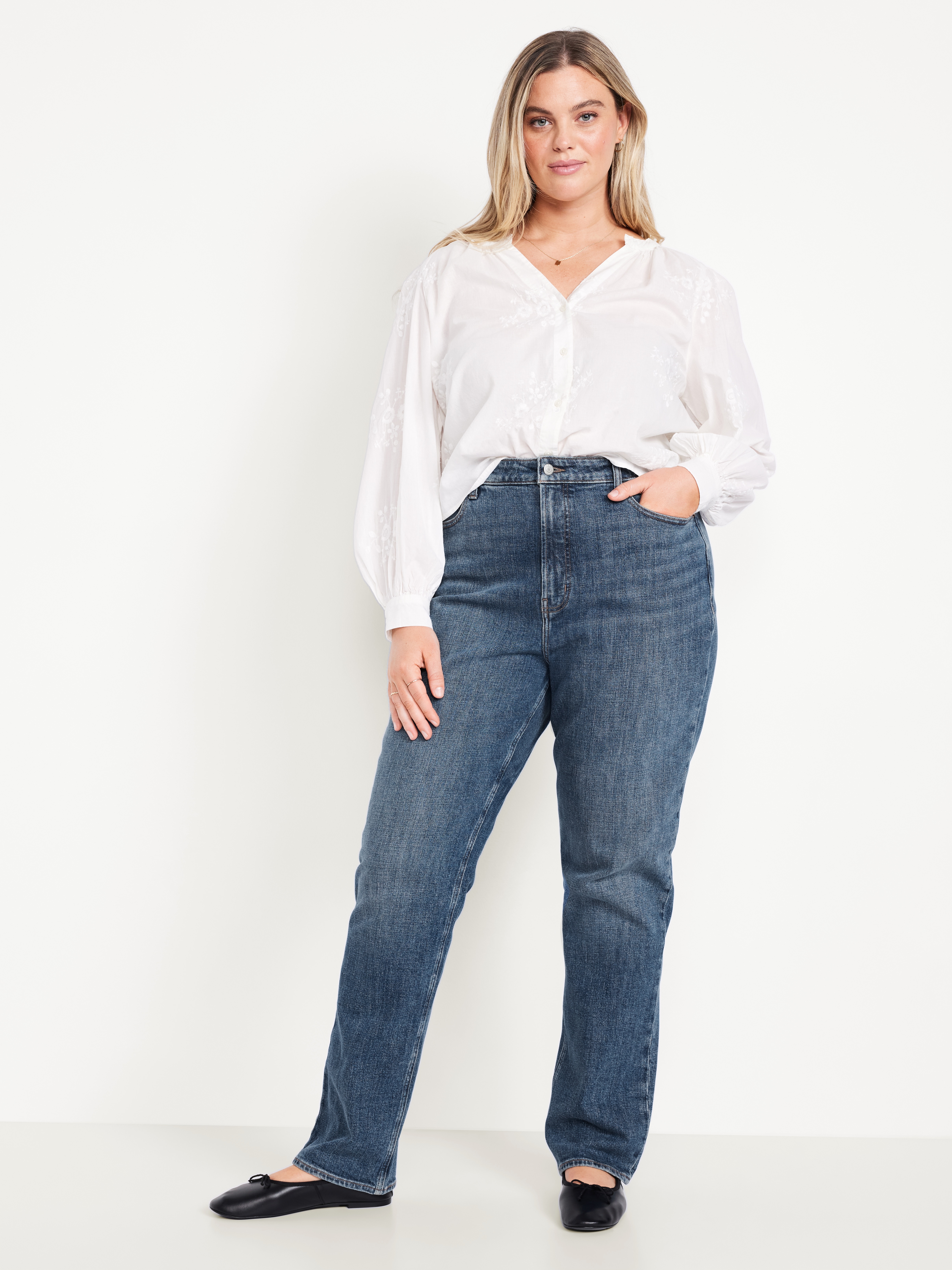 Extra High-Waisted Straight Jeans - Medium Wash - 6