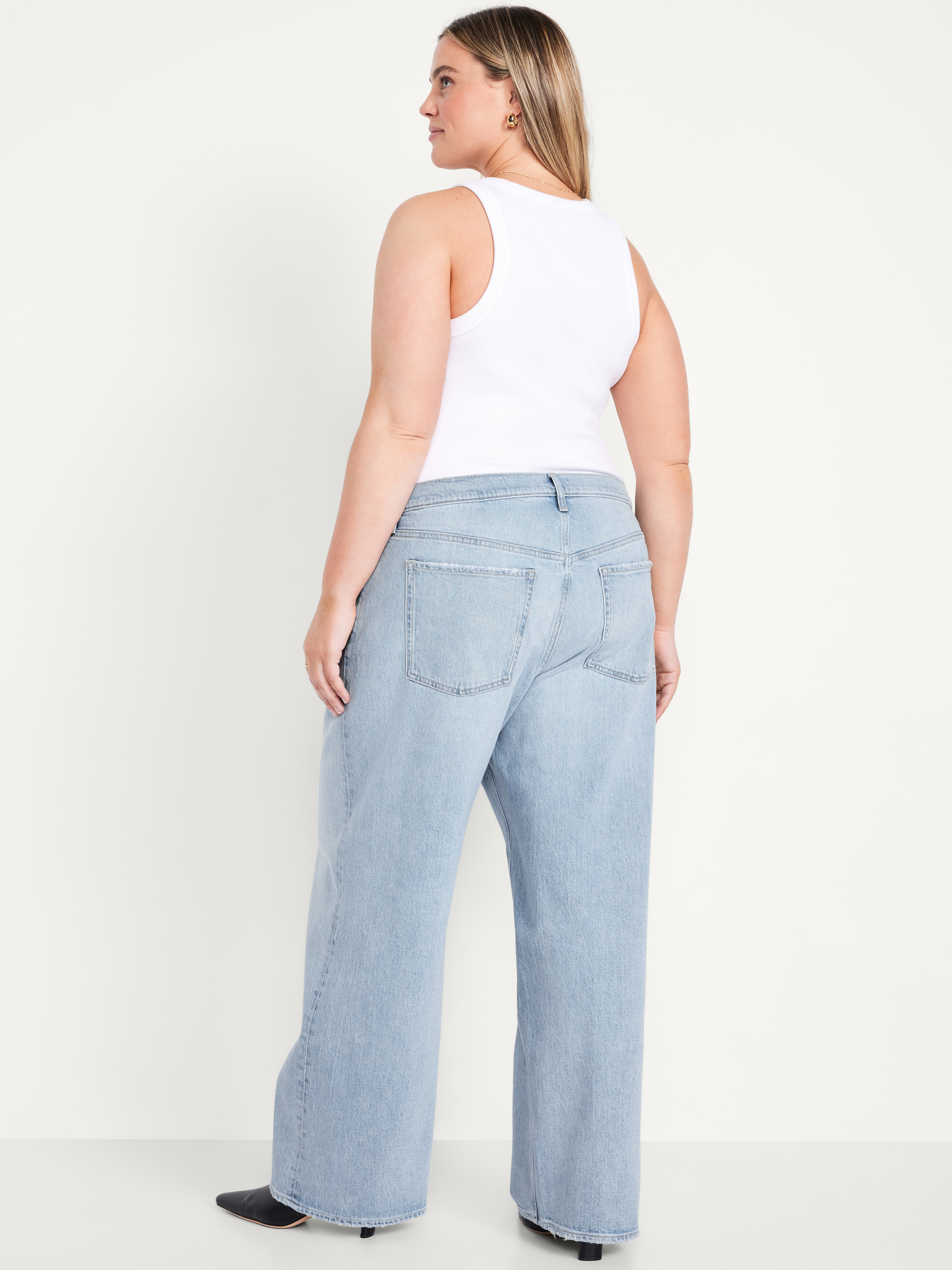 Mid-Rise Slouchy Wide-Leg Jeans - Light Wash - 7