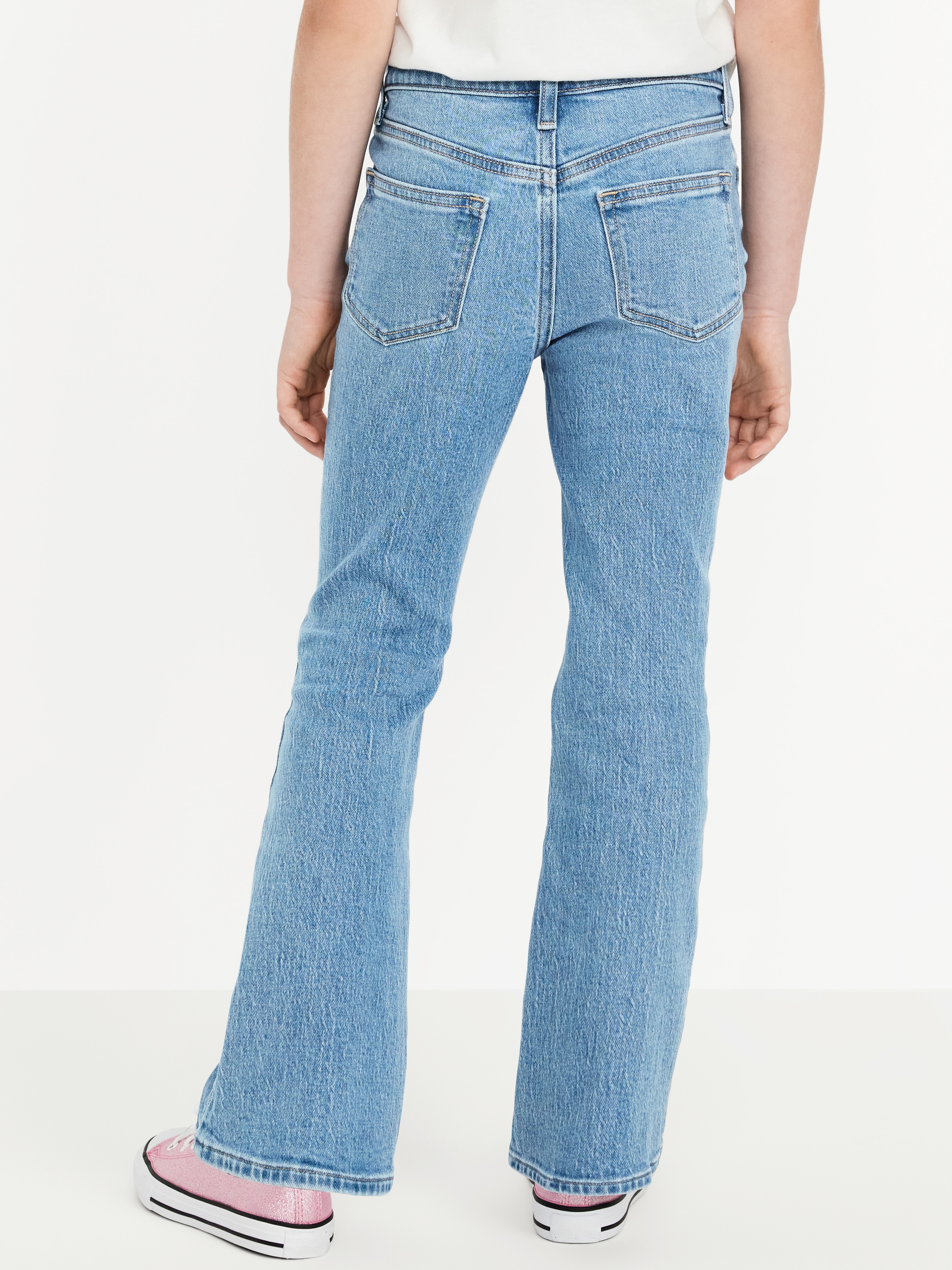 Printed High-Waisted Flare-Leg Jeans for Girls - Light Wash - 2