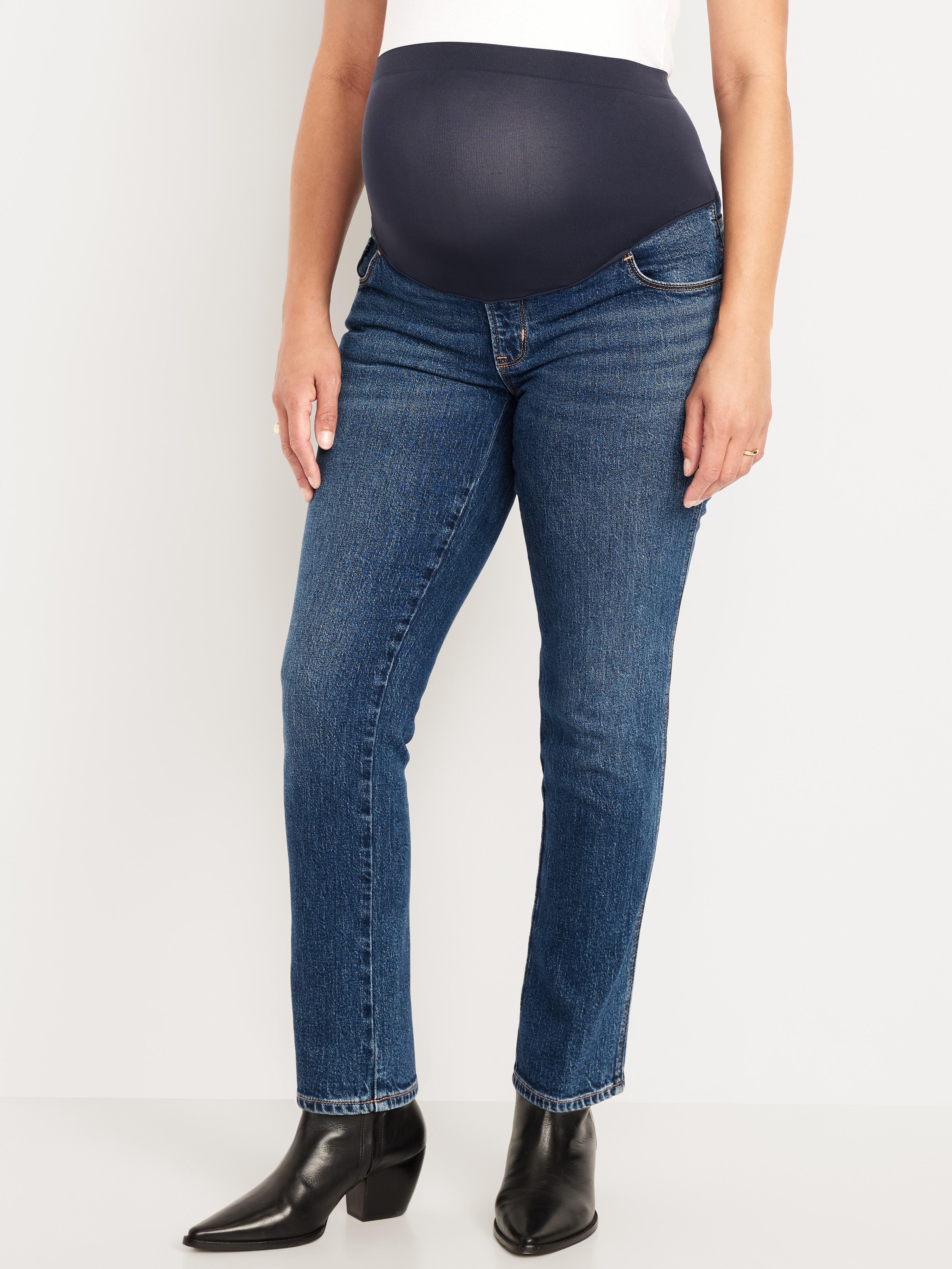 Maternity Full-Panel Vintage Slim Jeans - Dark Wash - 1