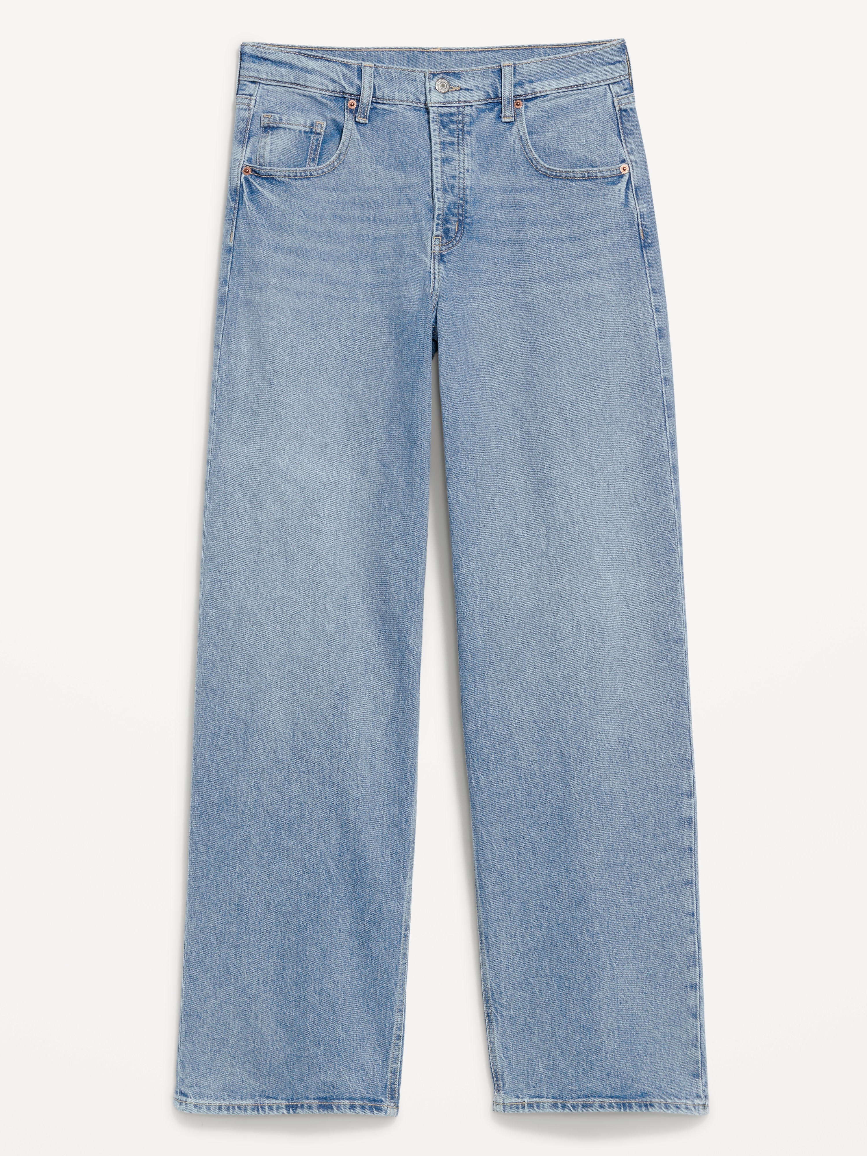 Mid-Rise Slouchy Wide-Leg Jeans - Medium Wash - 5