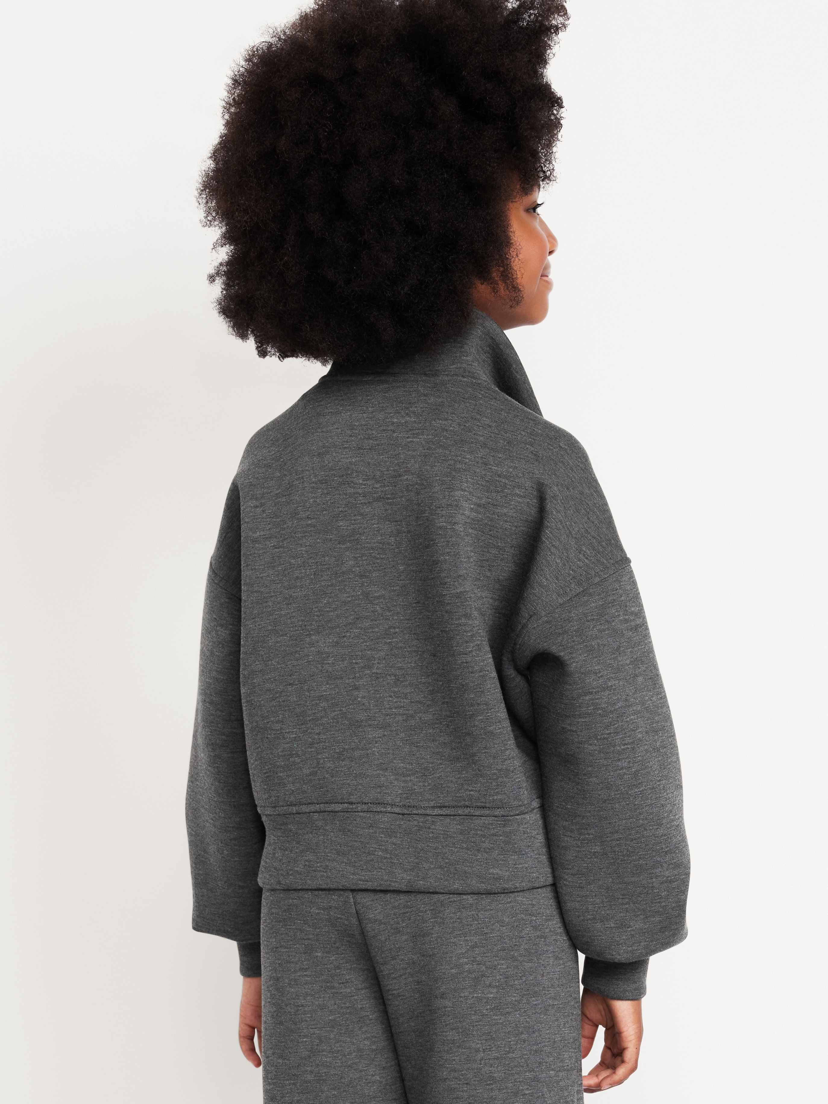 Bounce Fleece Half-Zip Pullover Sweatshirt for Girls - Charcoal - 2