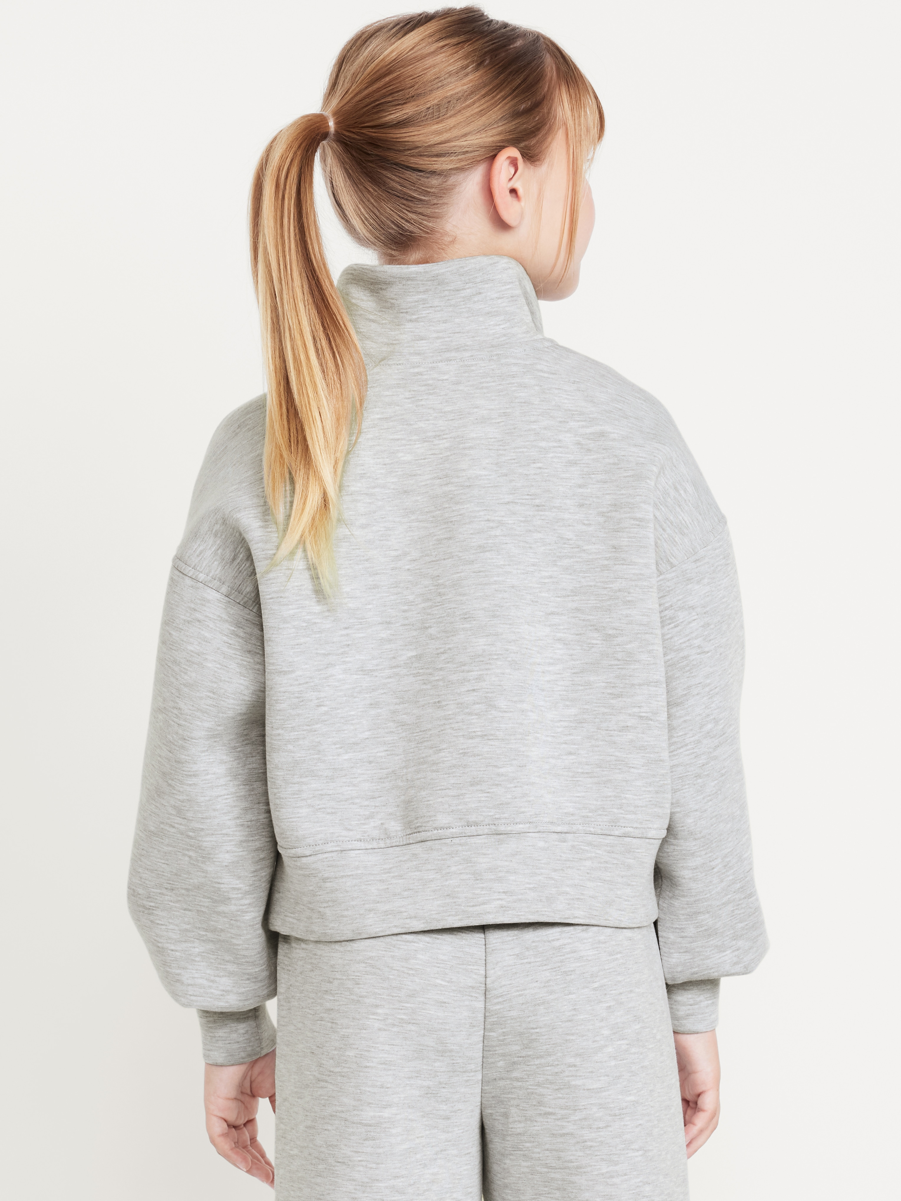Bounce Fleece Half-Zip Pullover Sweatshirt for Girls - Light Heather Gray - 2