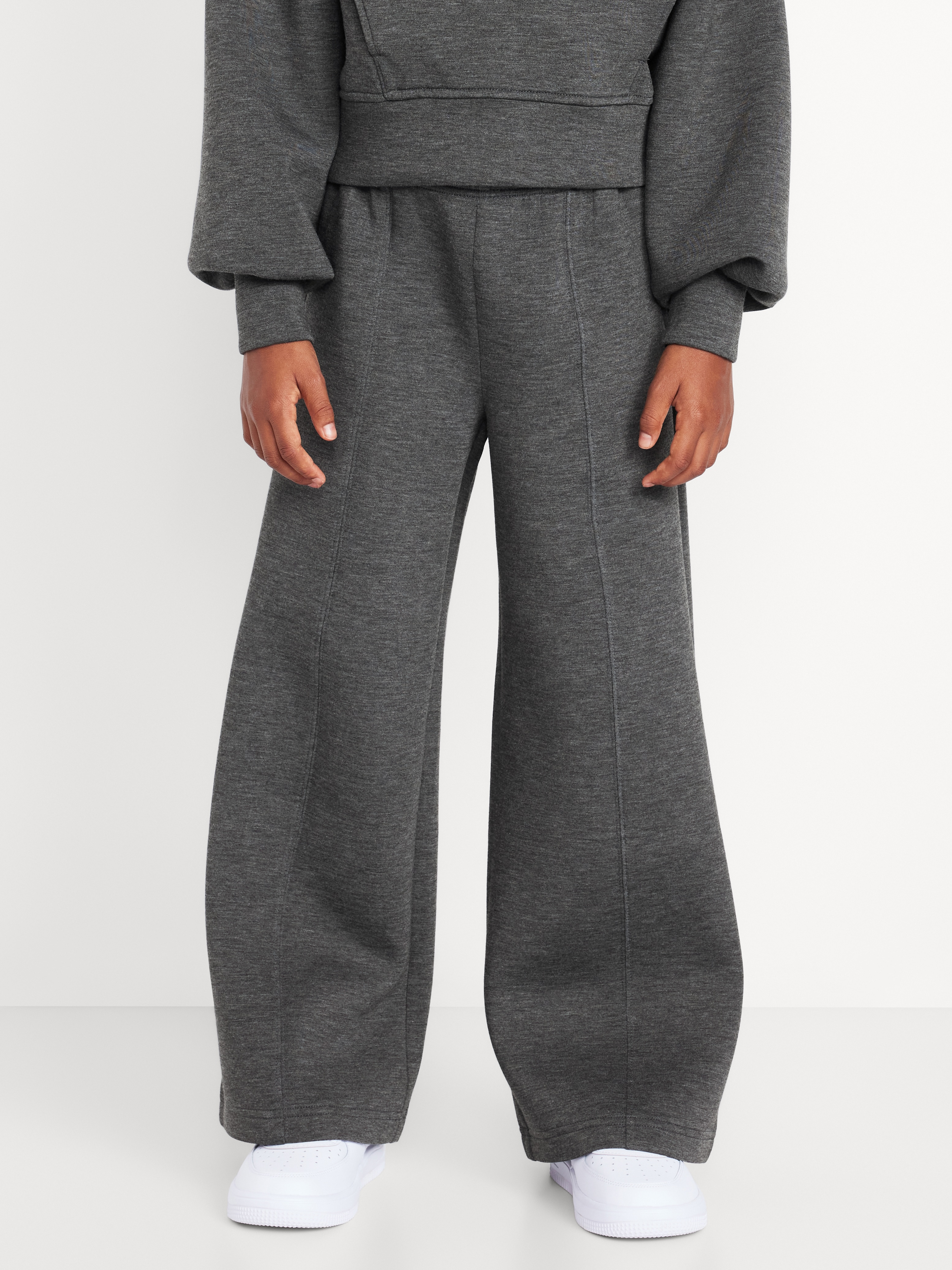High-Waisted Bounce Fleece Wide-Leg Sweatpants for Girls - Charcoal - 1
