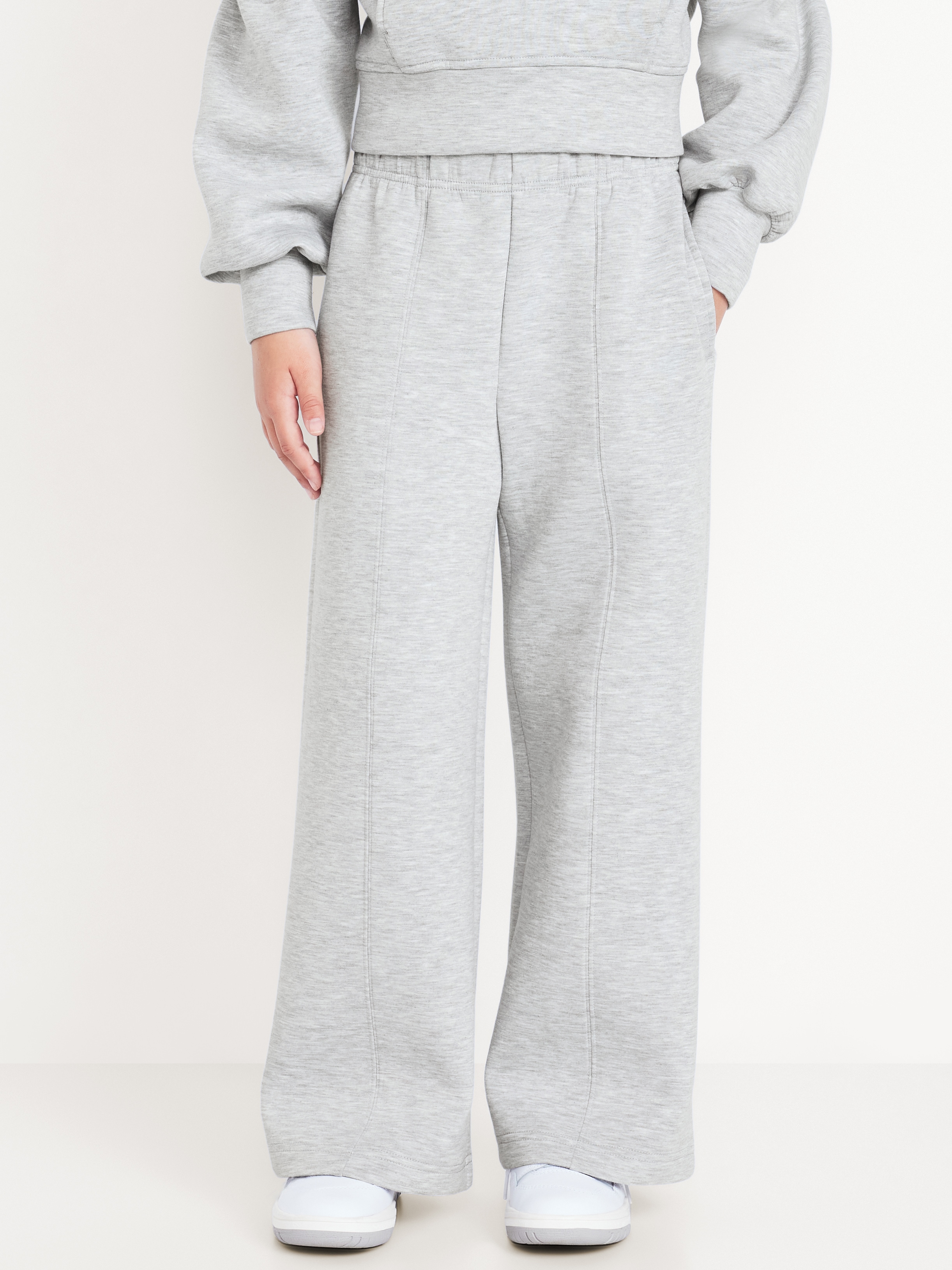 High-Waisted Bounce Fleece Wide-Leg Sweatpants for Girls - Light Heather Gray - 1