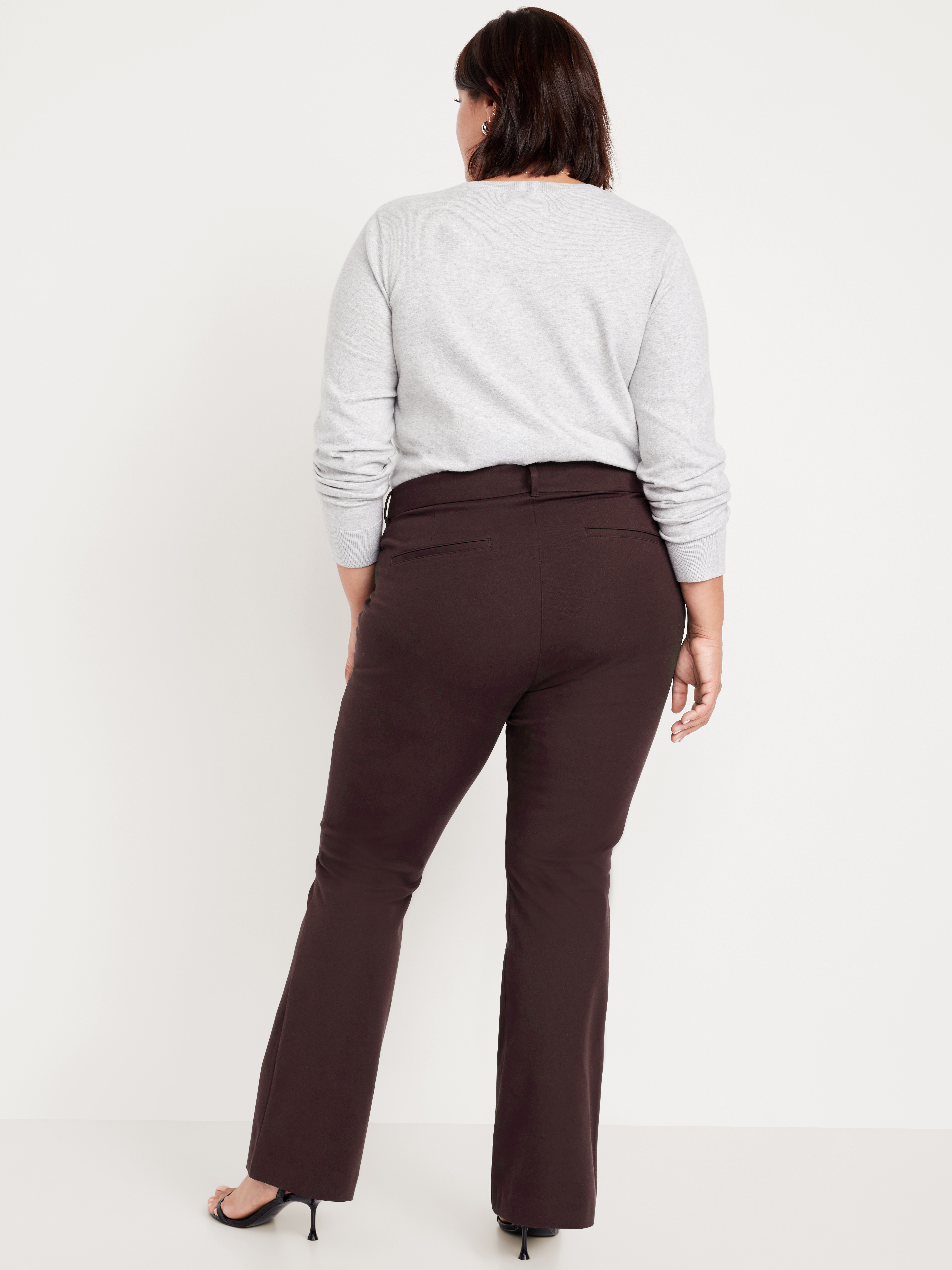High-Waisted Pixie Flare Pants - Black Coffee - 8
