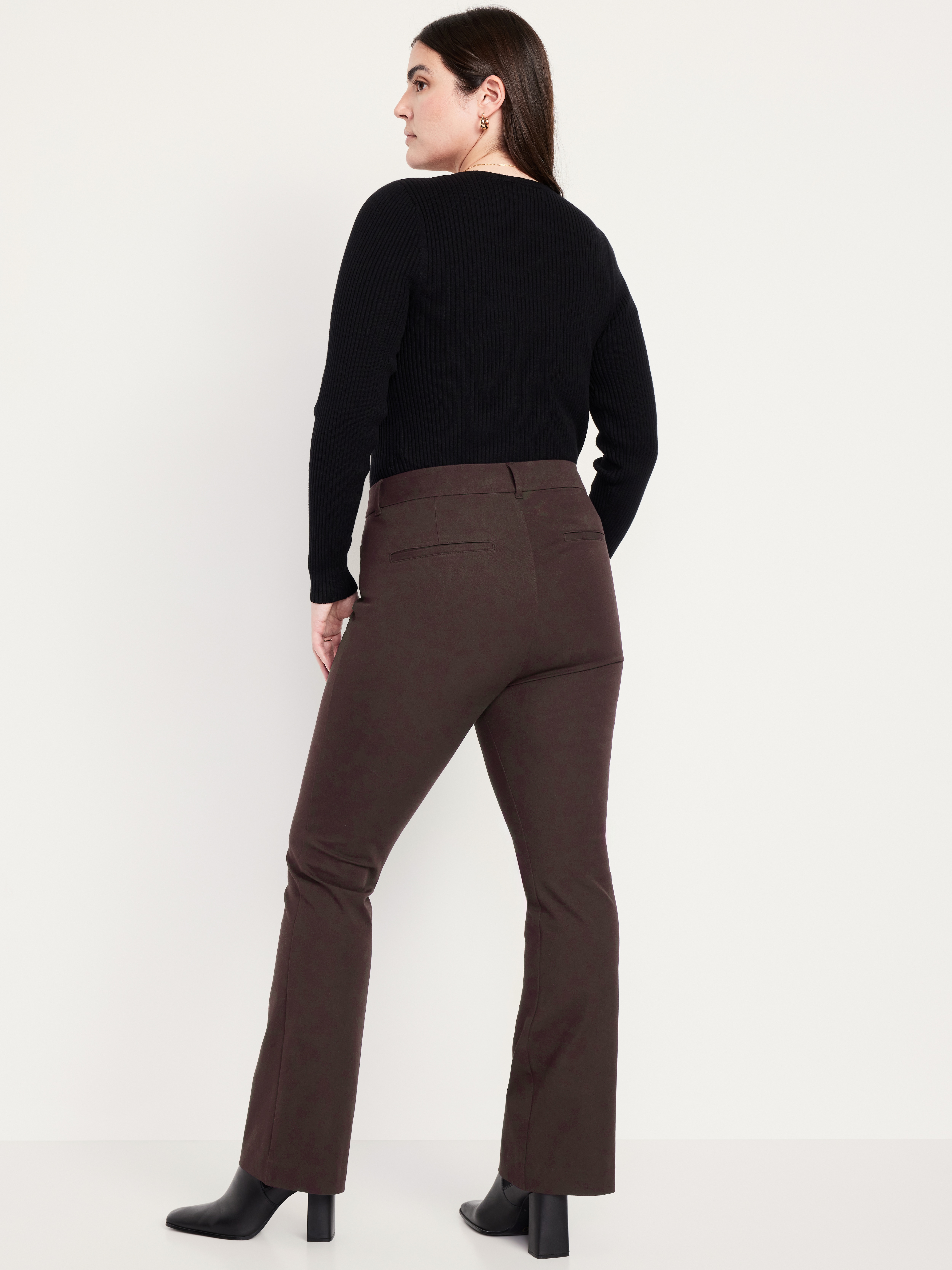 High-Waisted Pixie Flare Pants - Black Coffee - 6