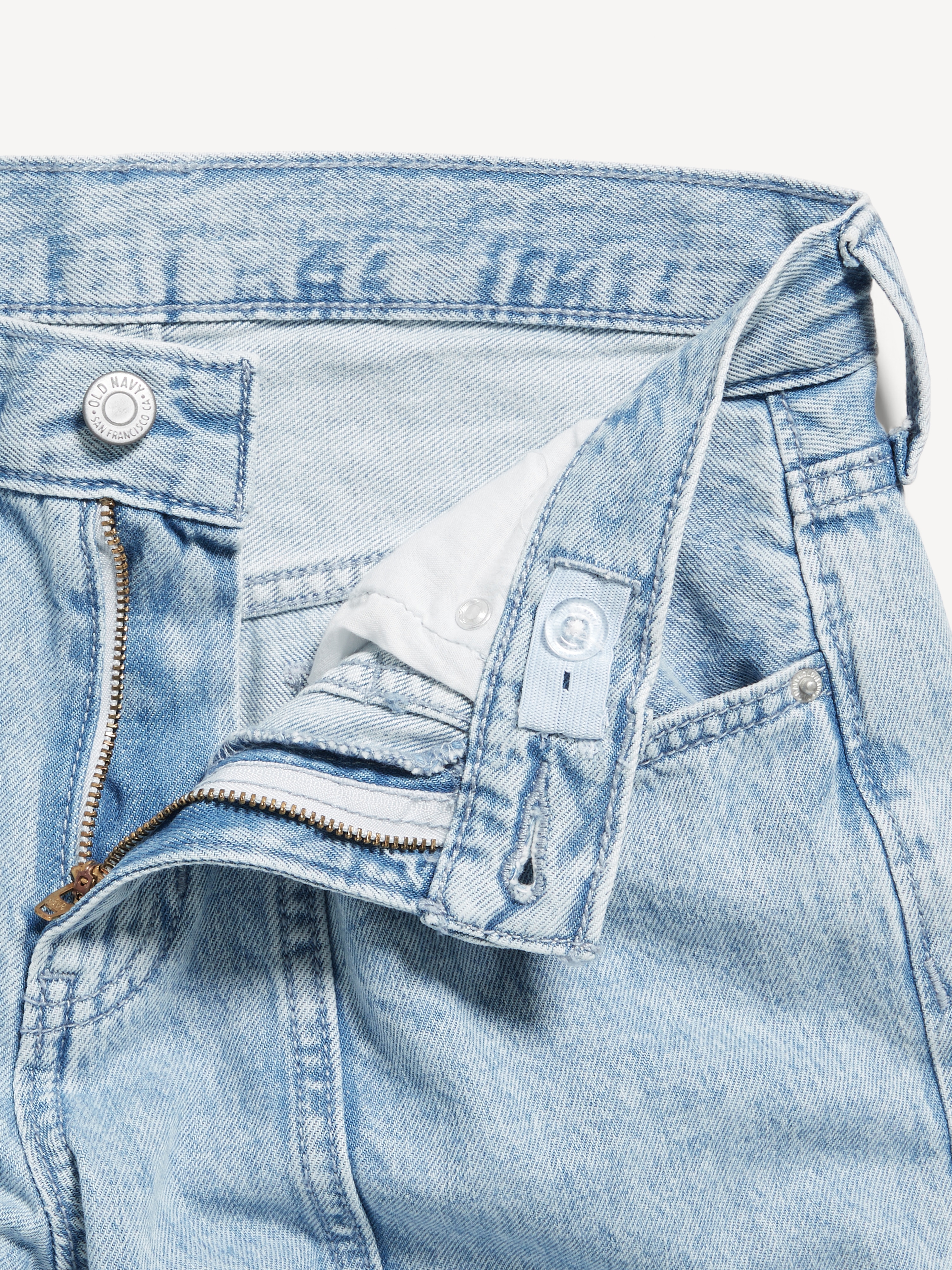 High-Waisted Super Baggy Wide-Leg Cargo Jeans for Girls - Star (Light Wash) - 4