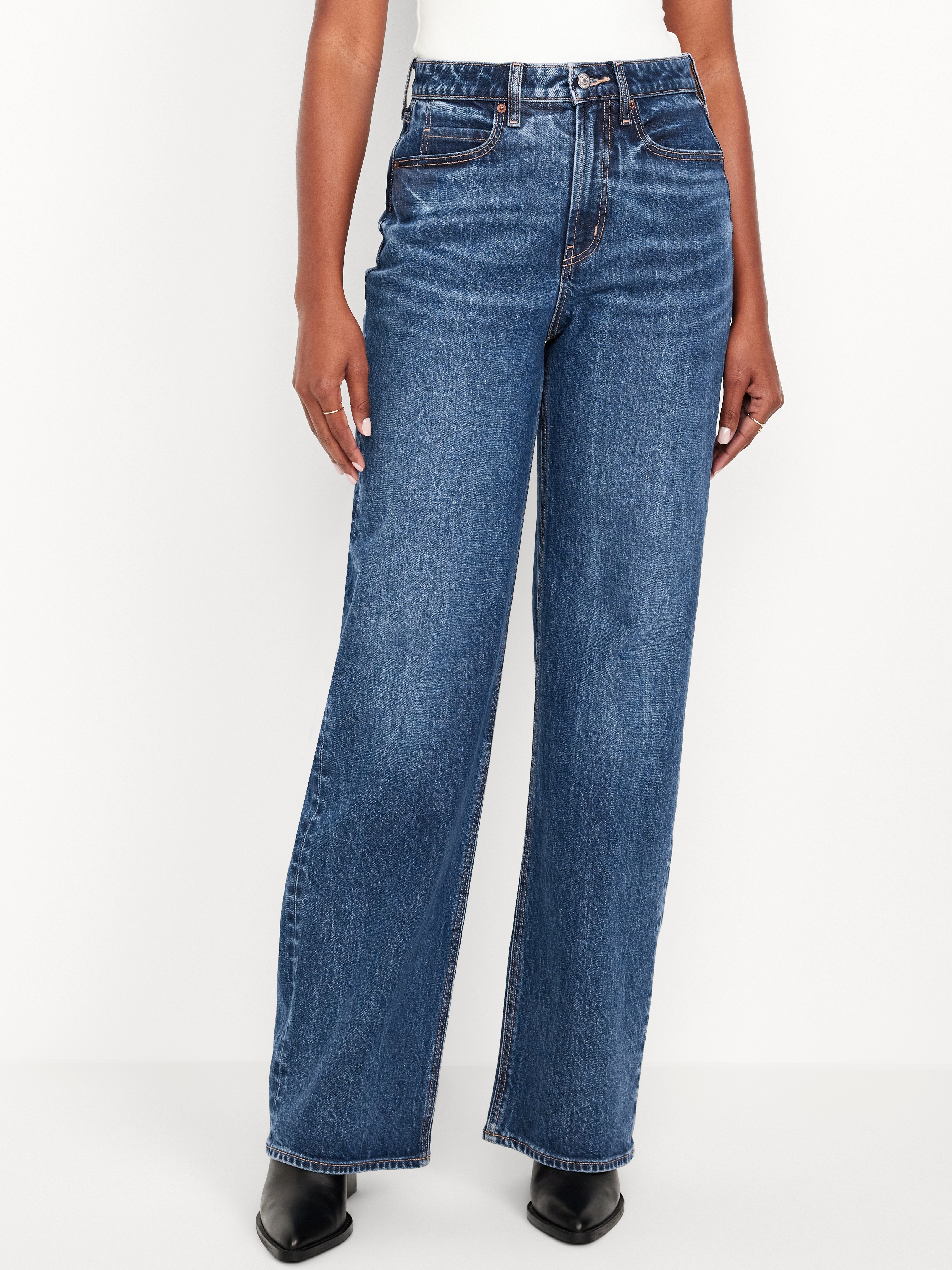 Curvy Extra High-Waisted Wide-Leg Jeans - Dark Wash - 2