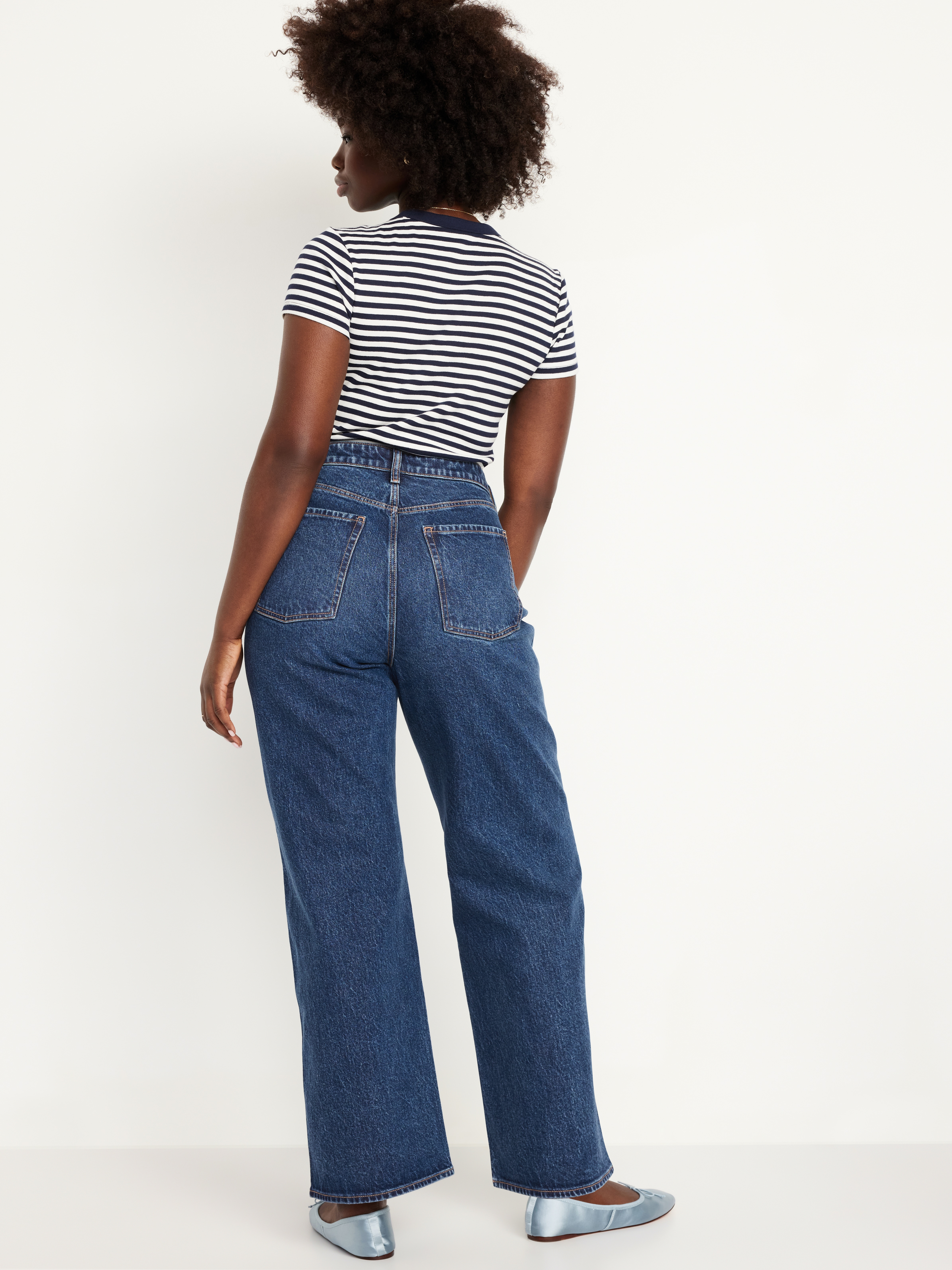 Curvy Extra High-Waisted Wide-Leg Jeans - Dark Wash - 5