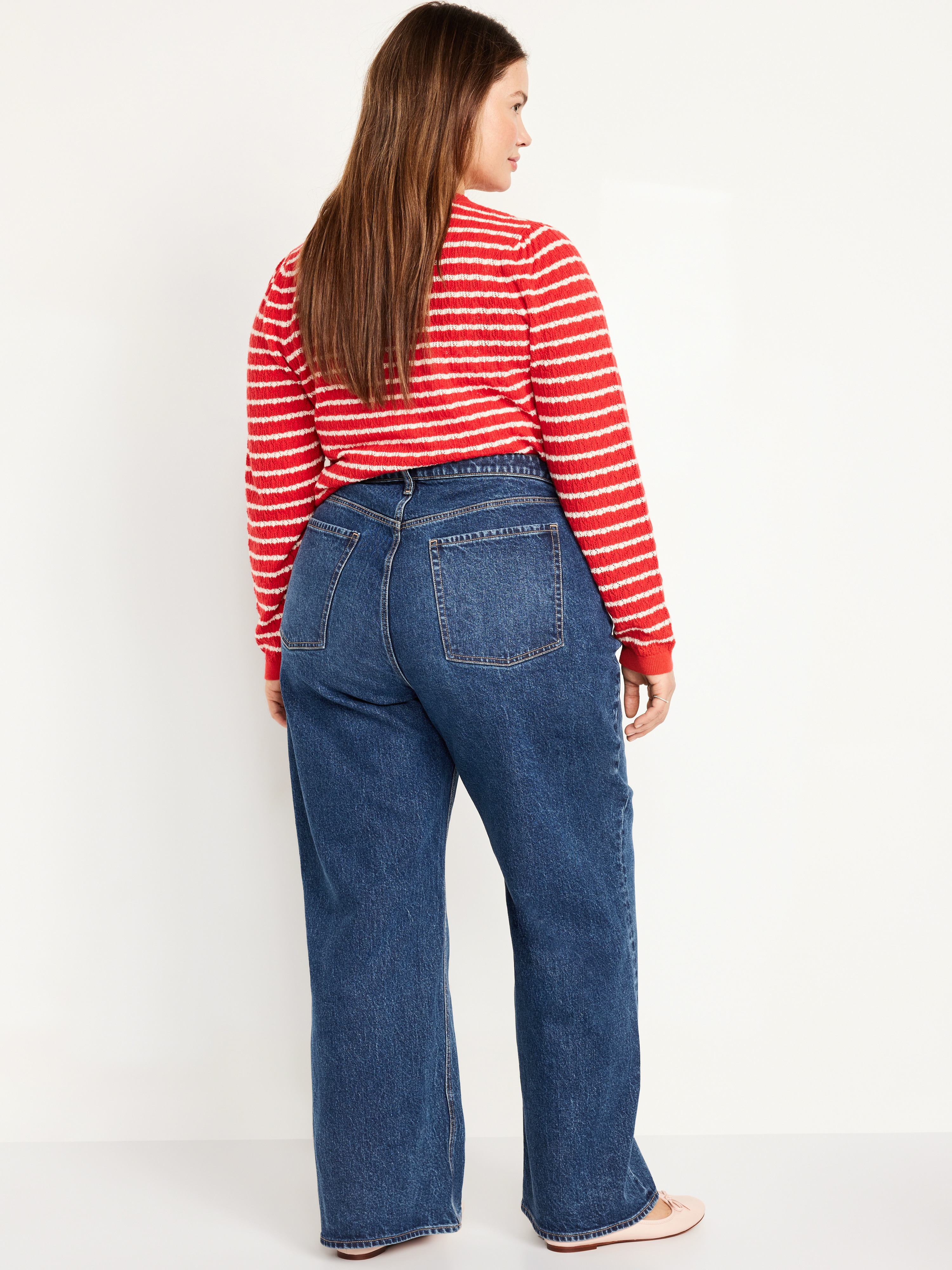 Curvy Extra High-Waisted Wide-Leg Jeans - Dark Wash - 7